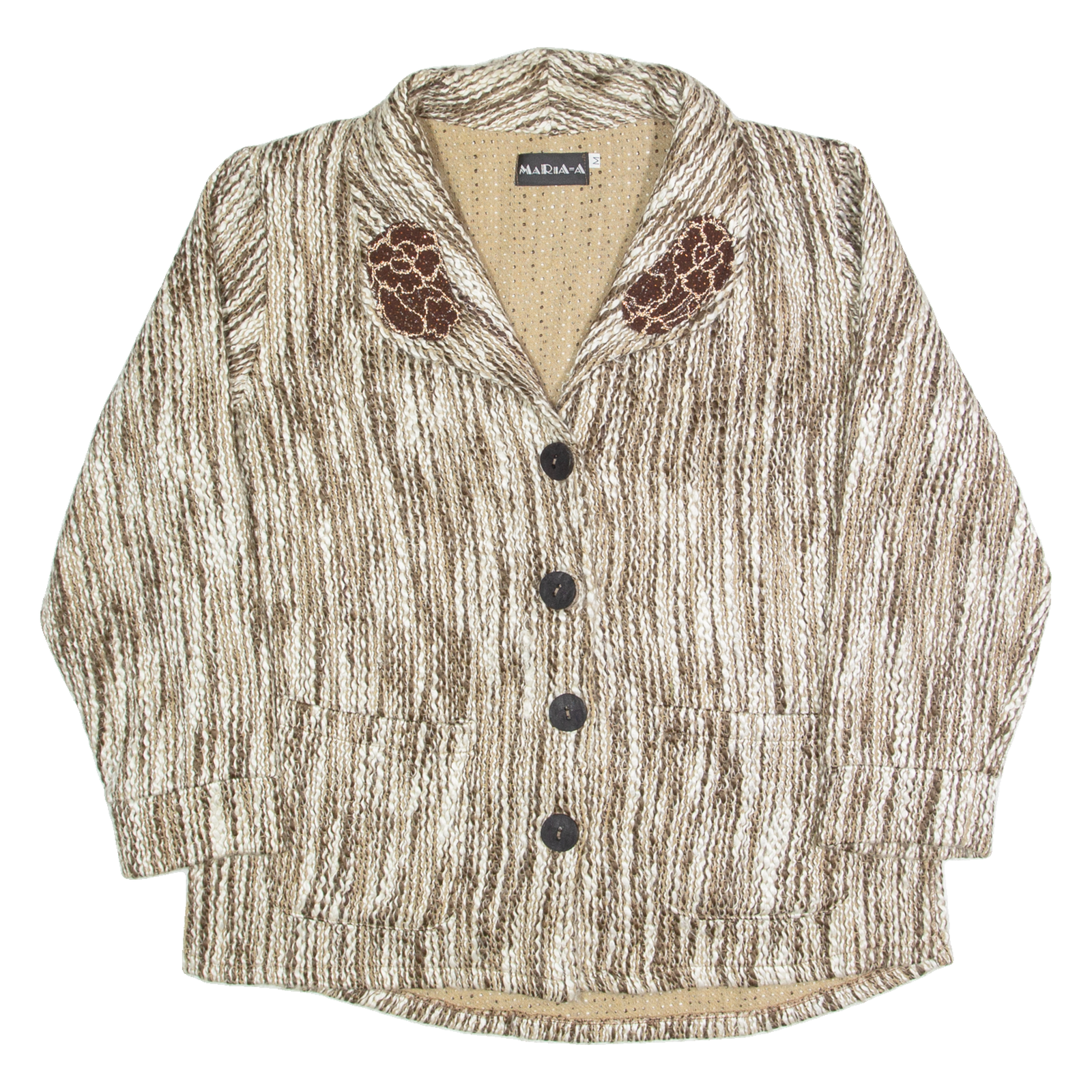 MARIA A Womens Blazer Jacket Brown Knit 90s M Refurbished - N/A refurbished available on Cerqular