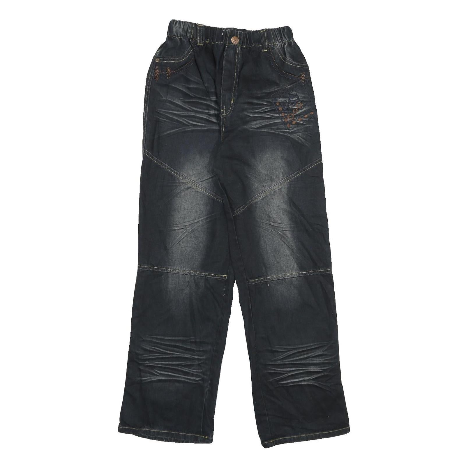 MUAY THAI Mens Jeans Black Relaxed Straight Denim Medium W24 L28 Casual Wear Refurbished - N/A refurbished available on Cerqular