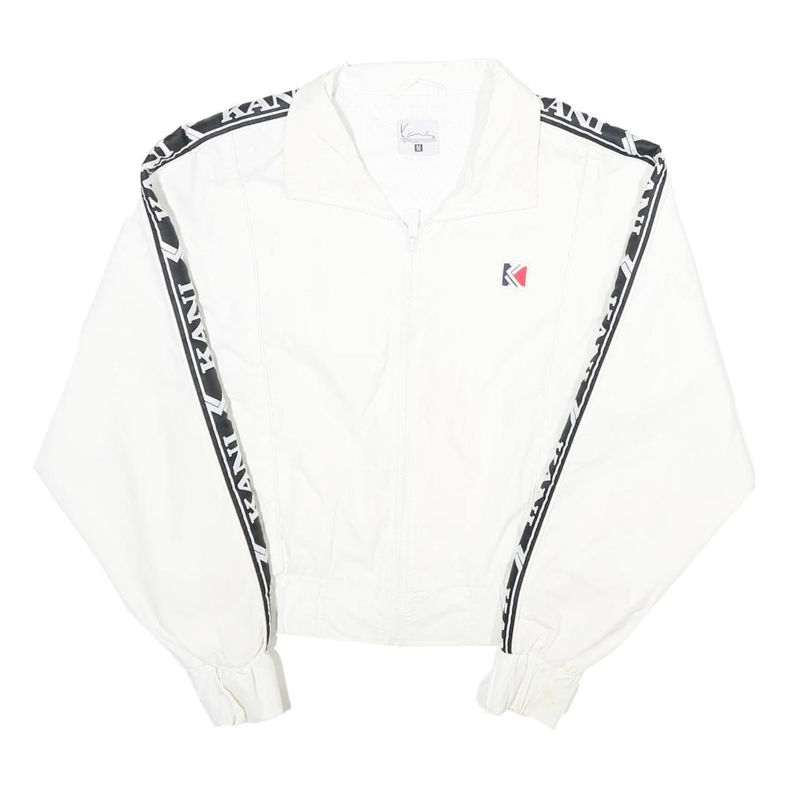 KARL KANI Womens White & Black Logo Track Jacket M Nylon Zip Lightweight Refurbished - N/A refurbished available on Cerqular