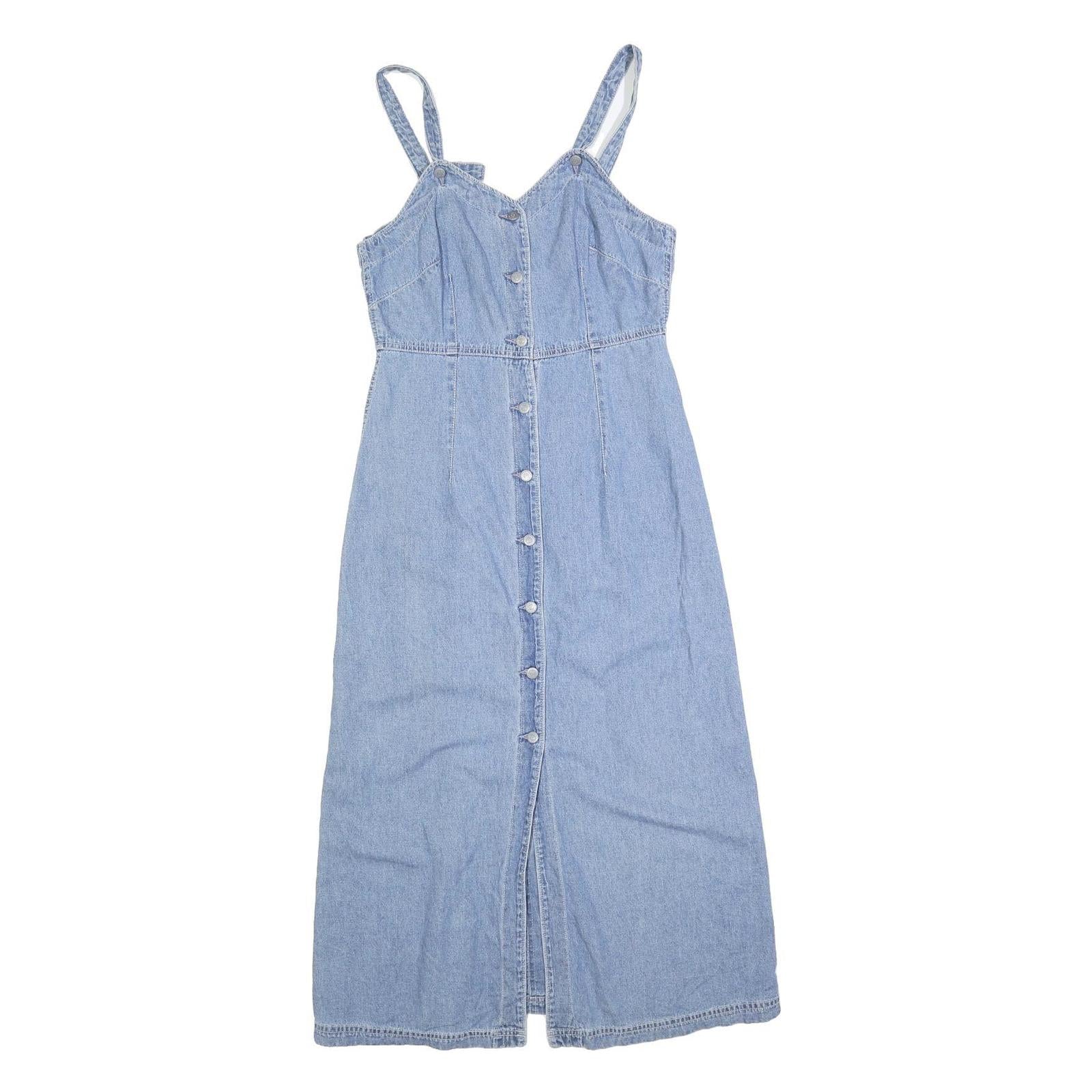 TEDDYS Womens Blue Denim Button Front Maxi Dress Sleeveless S Summer Casual Refurbished - N/A refurbished available on Cerqular