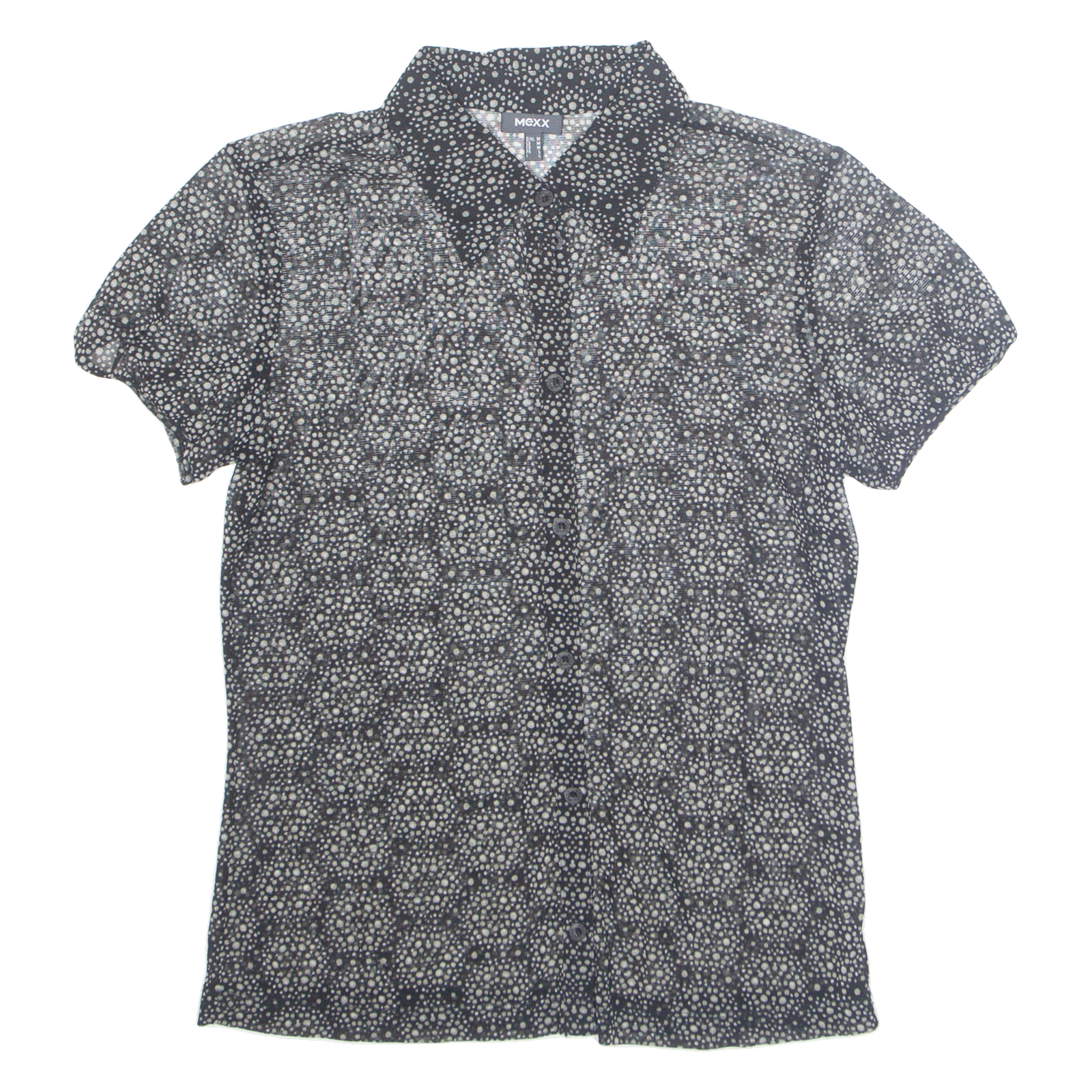 MEXX Sheer Womens Printed Shirt Black Collared Spotted M Refurbished - N/A refurbished available on Cerqular