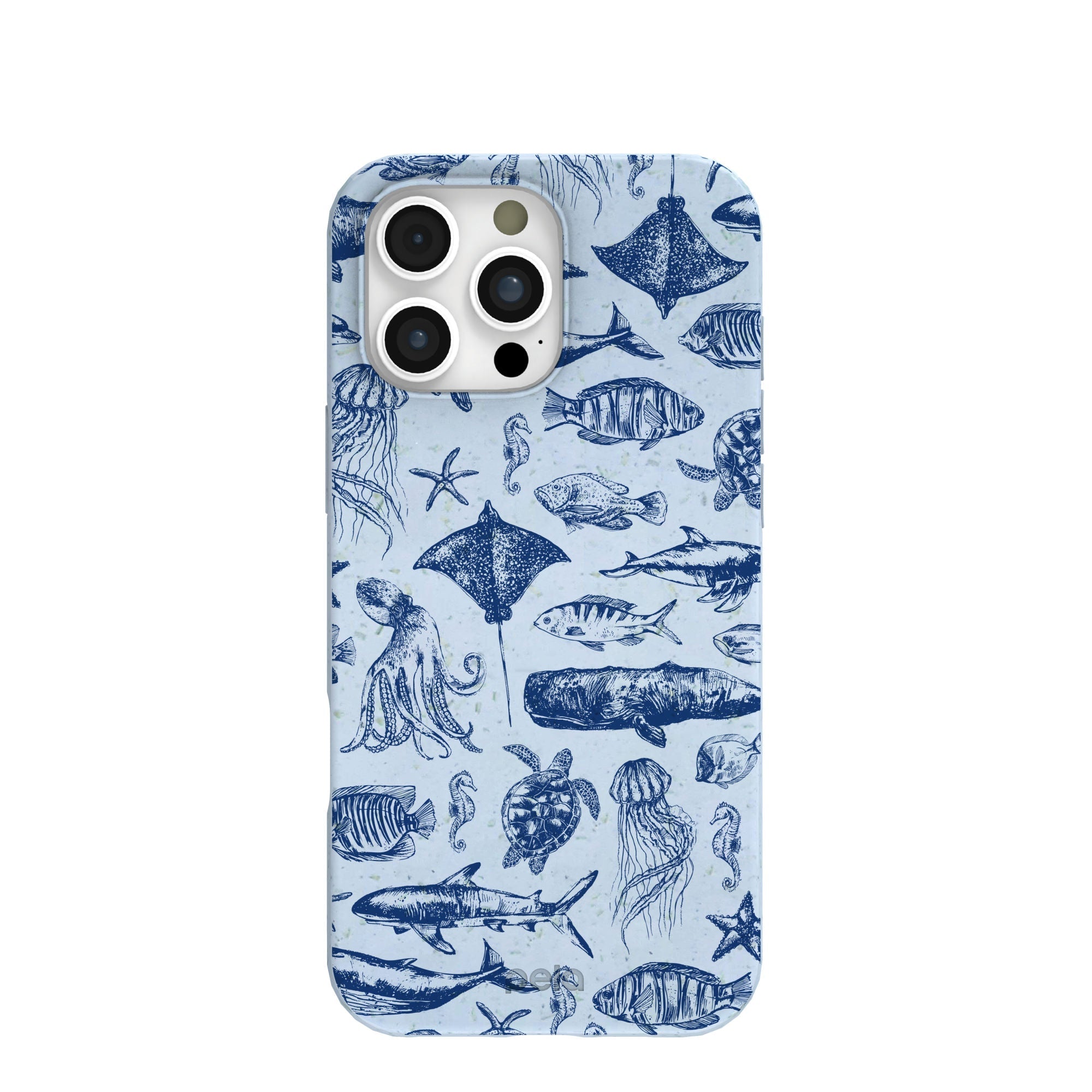 Powder Blue Marine Life iPhone 16 Pro Max Case Refurbished - Pela Case refurbished available on Cerqular