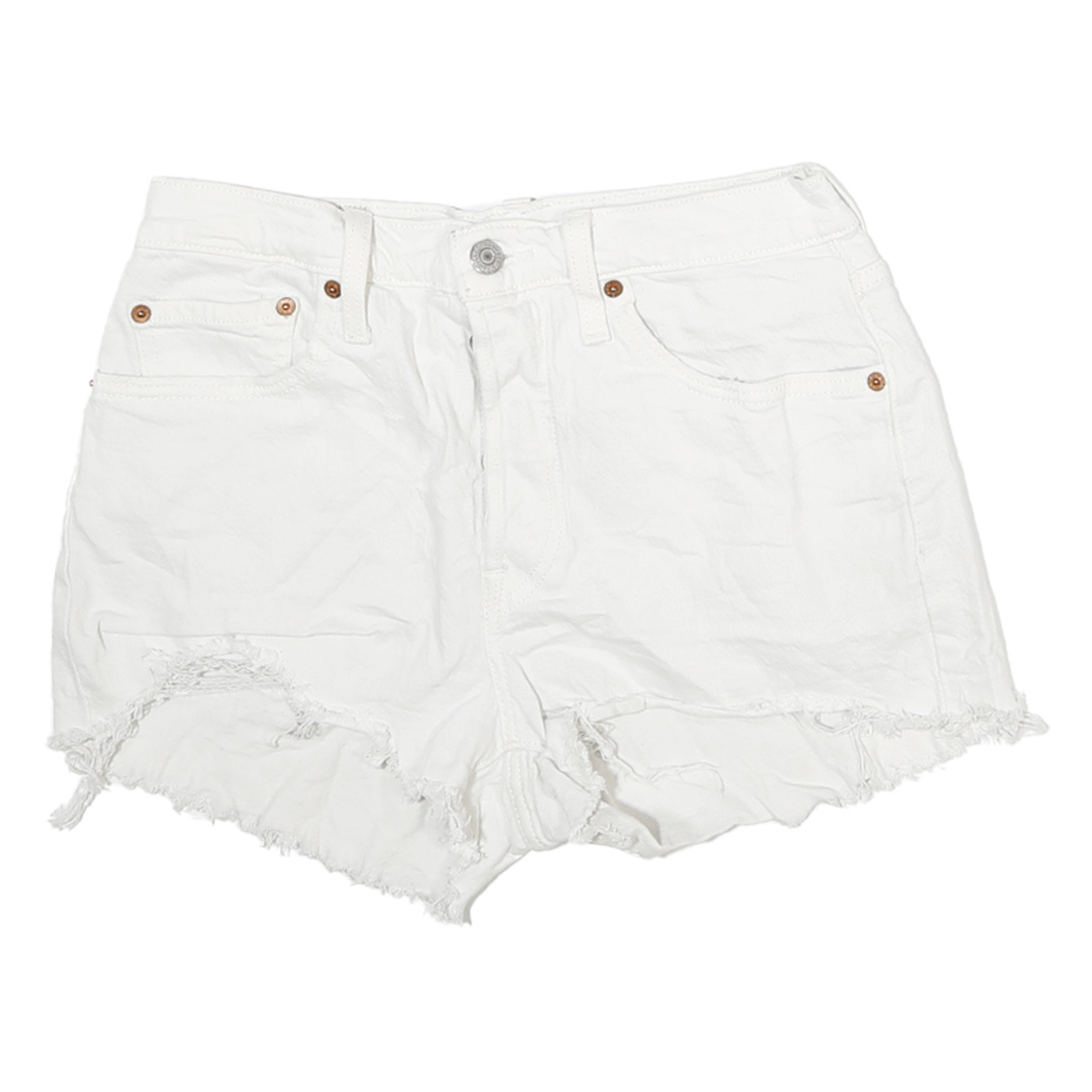 LEVI'S Mens White Casual Cut-Off Shorts M W27 Distressed Hem Cotton Blend Refurbished - N/A refurbished available on Cerqular