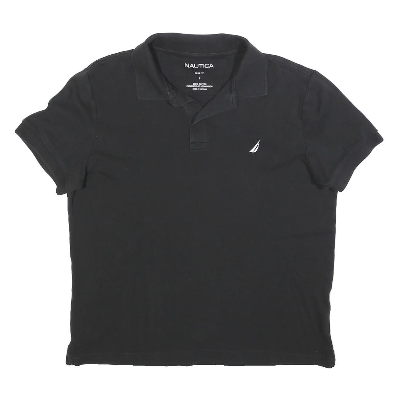 NAUTICA Womens Black Polo Shirt Short Sleeve Plain L Cotton Blend Classic Fit Refurbished - N/A refurbished available on Cerqular