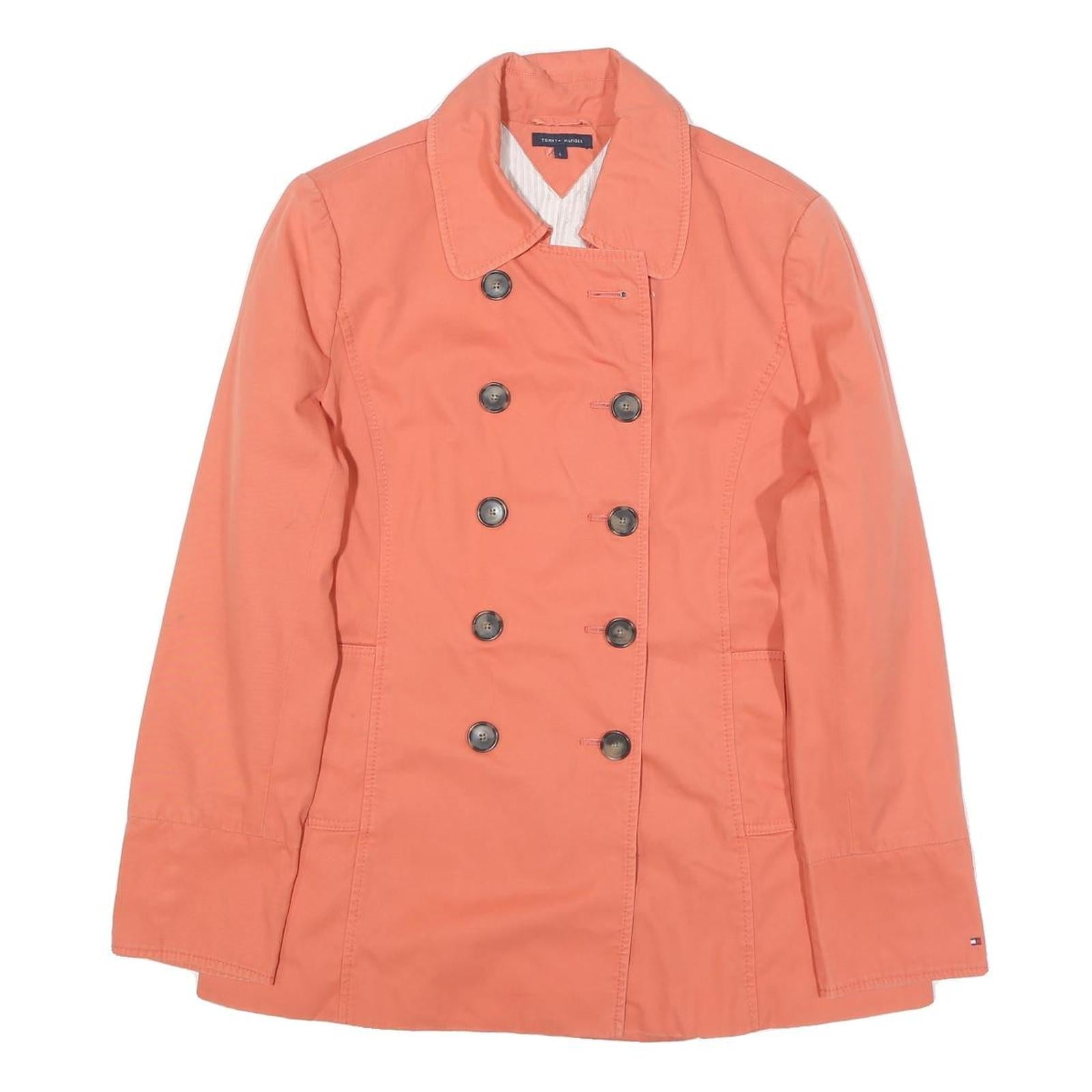 TOMMY HILFIGER Womens Coral Button Jacket L Cotton Blend Double Breasted Refurbished - N/A refurbished available on Cerqular