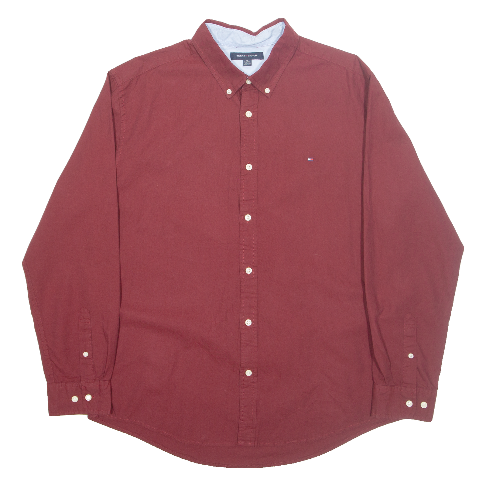 TOMMY HILFIGER Mens Plain Shirt Red Long Sleeve XL Refurbished - N/A refurbished available on Cerqular