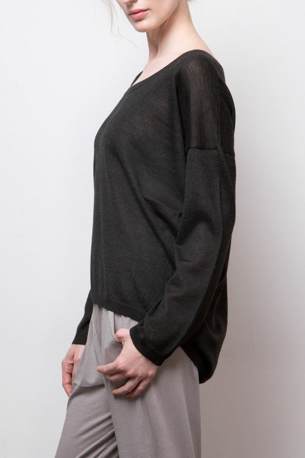 Kory Cash-Llama-Silk Sheer Pullover — Black | Size: small Refurbished - N/A (Note: There is no well-known brand called "AR refurbished available on Cerqular
