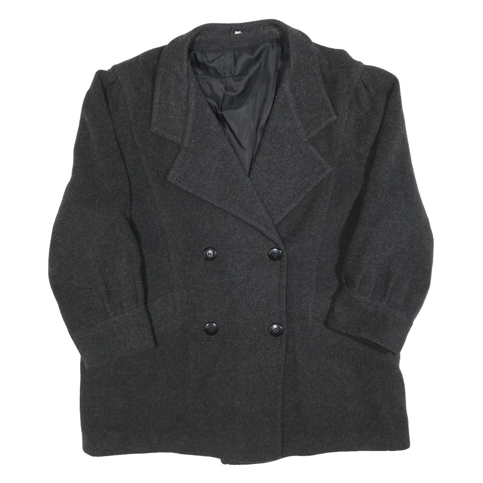MISS SMITH Womens Charcoal Wool Button Jacket L Woven Classic Tailored Refurbished - N/A refurbished available on Cerqular