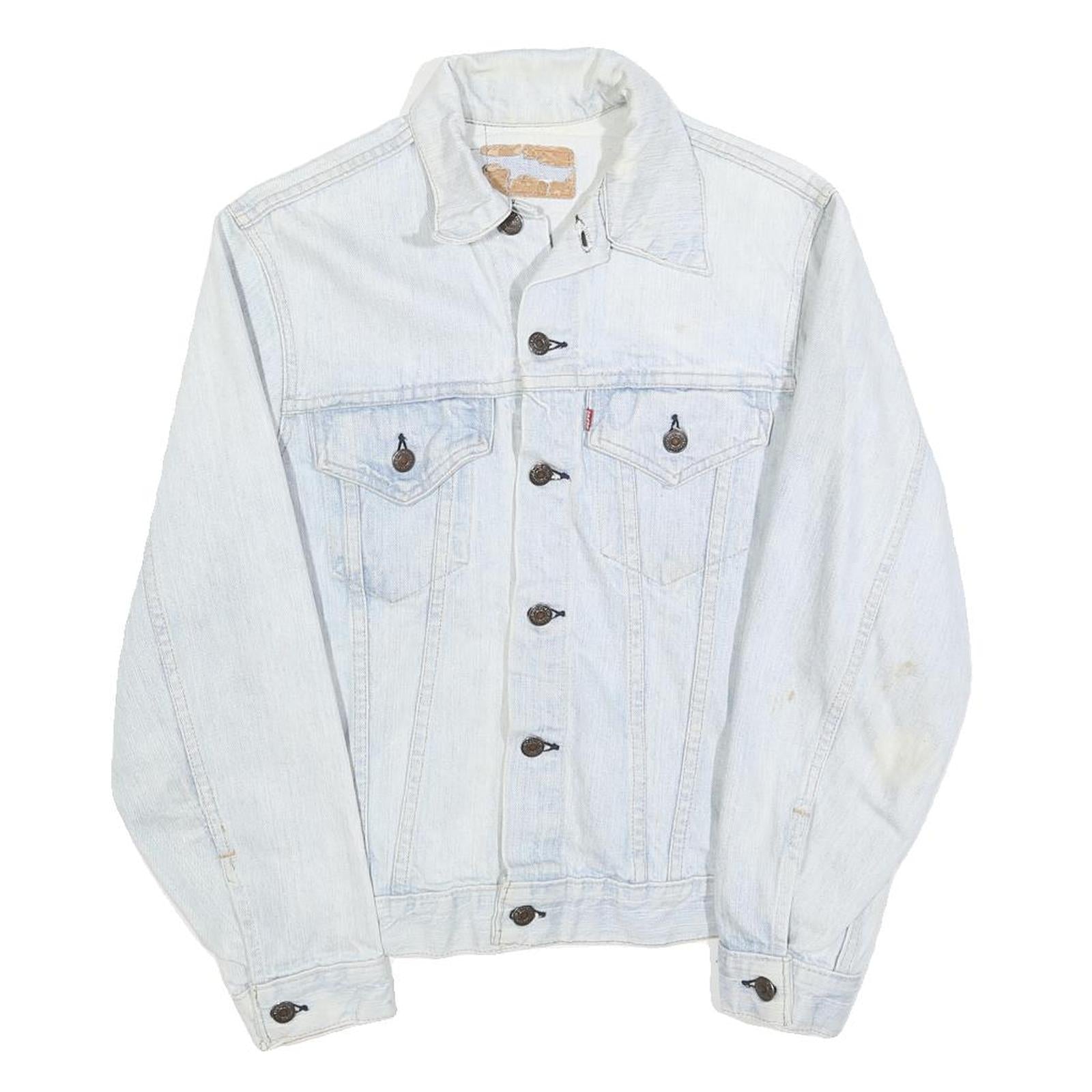 LEVI'S Womens White Denim Jacket S Cotton Button Plain Classic Casual Refurbished - N/A refurbished available on Cerqular