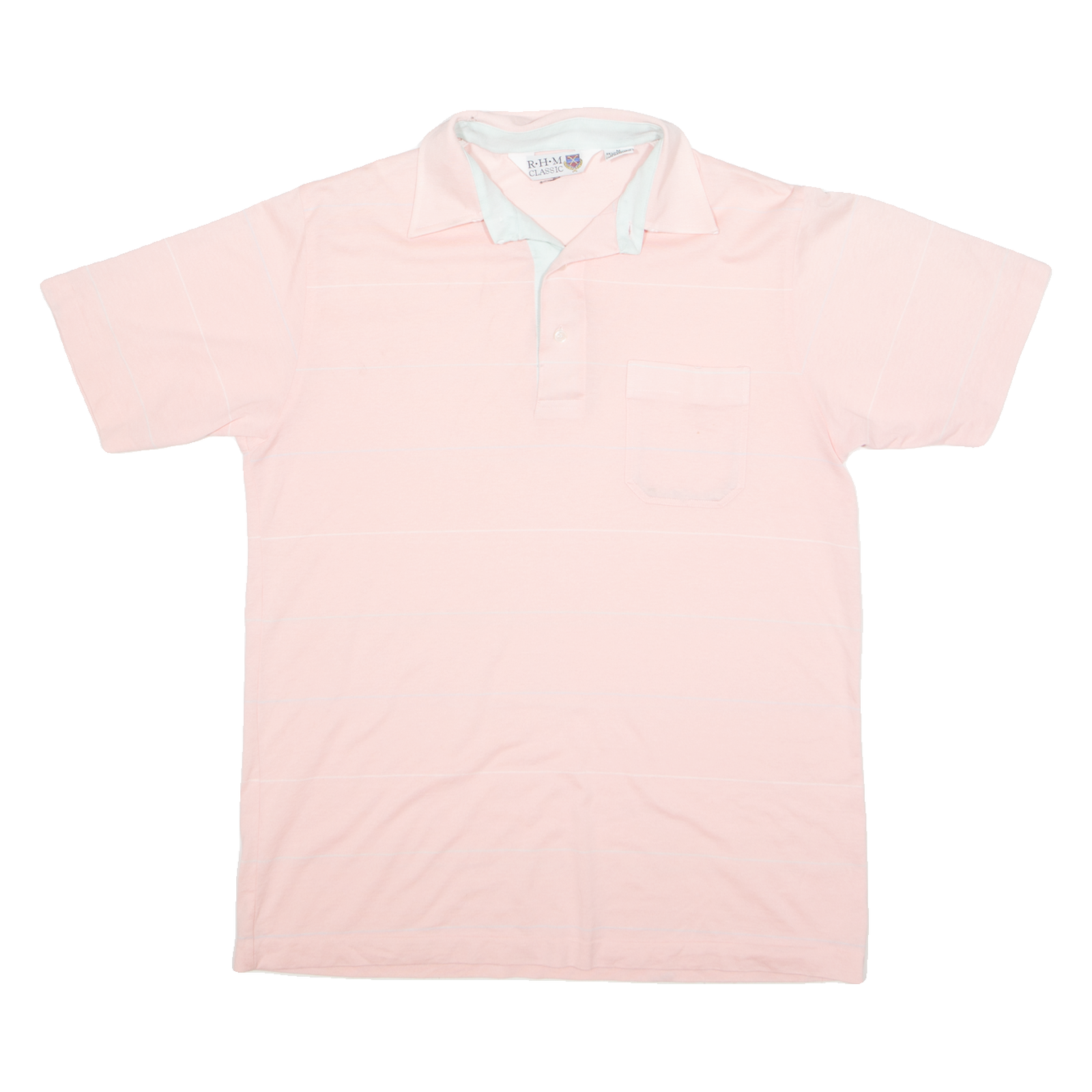RHM CLASSIC Mens Polo Shirt Pink 90s Striped M Refurbished - N/A refurbished available on Cerqular