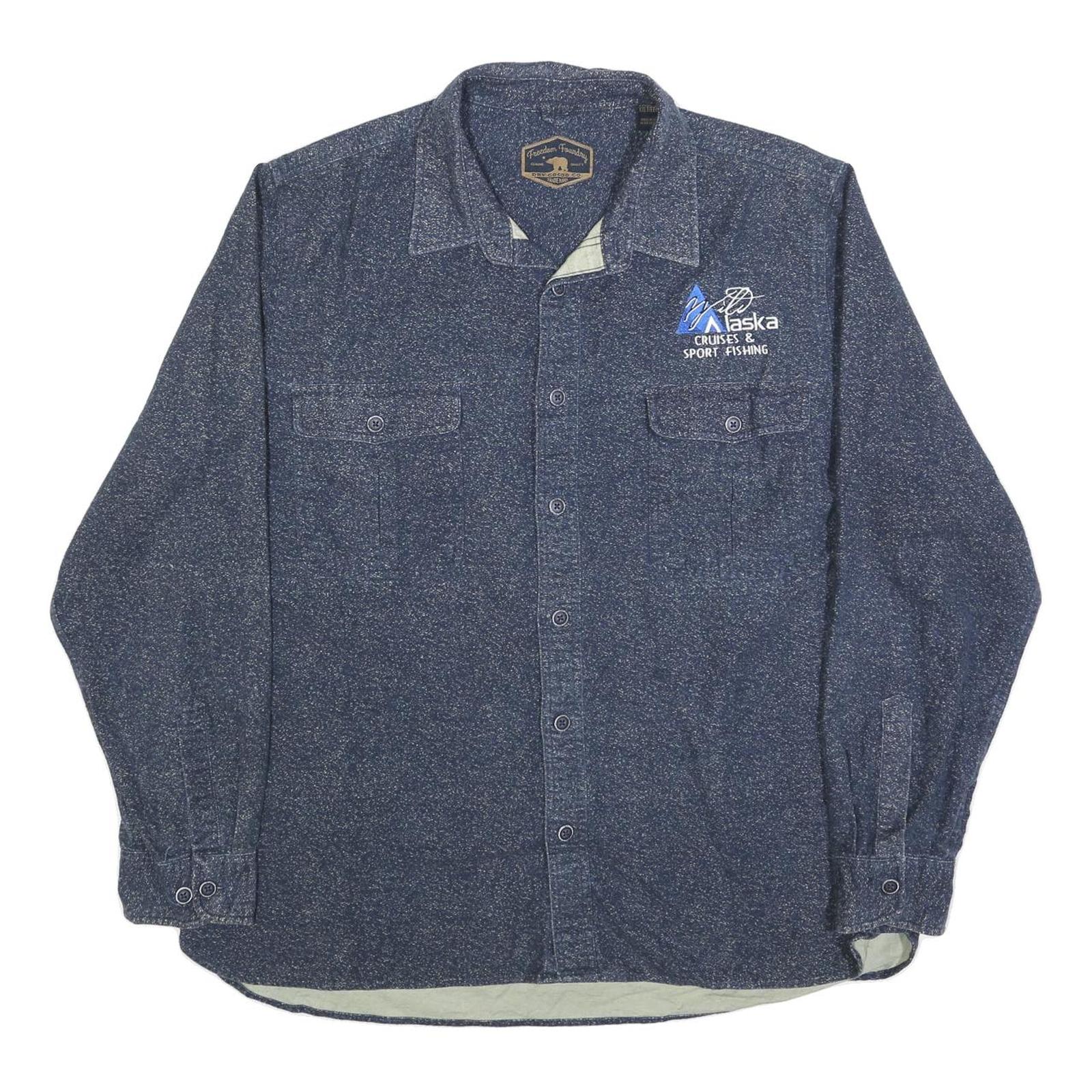 FREEDOM FOUNDRY Mens Blue Alaska Cruises & Sport Fishing Shirt 2XL Cotton Blend Refurbished - N/A refurbished available on Cerqular