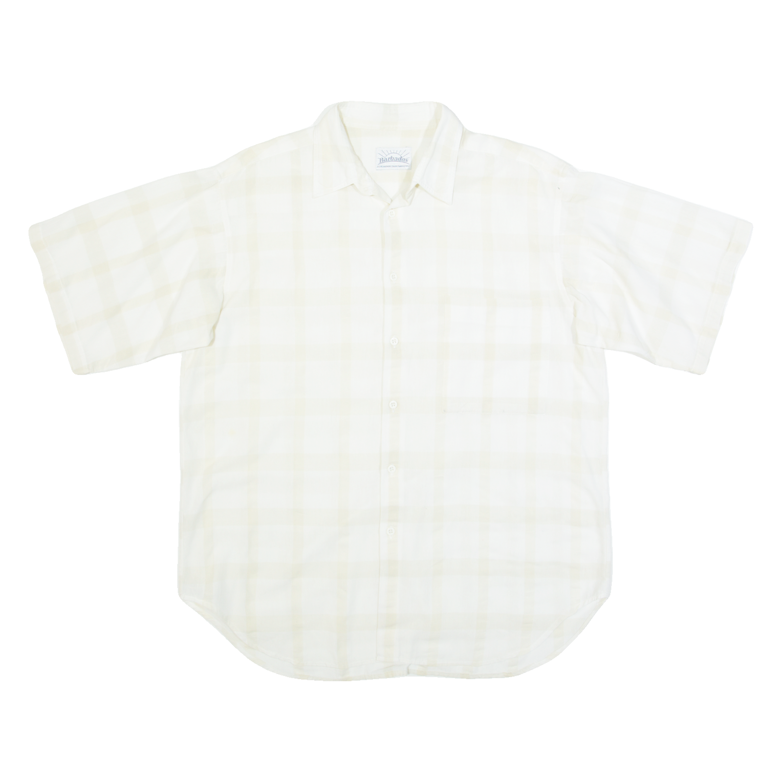 BARBADOS Mens Shirt Cream 90s Check M Refurbished - N/A refurbished available on Cerqular