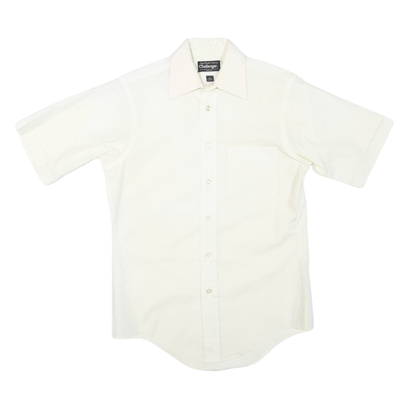CHALLENGER Mens White Short Sleeve Shirt M Polyester Blend Classic Button Front Refurbished - N/A refurbished available on Cerqular