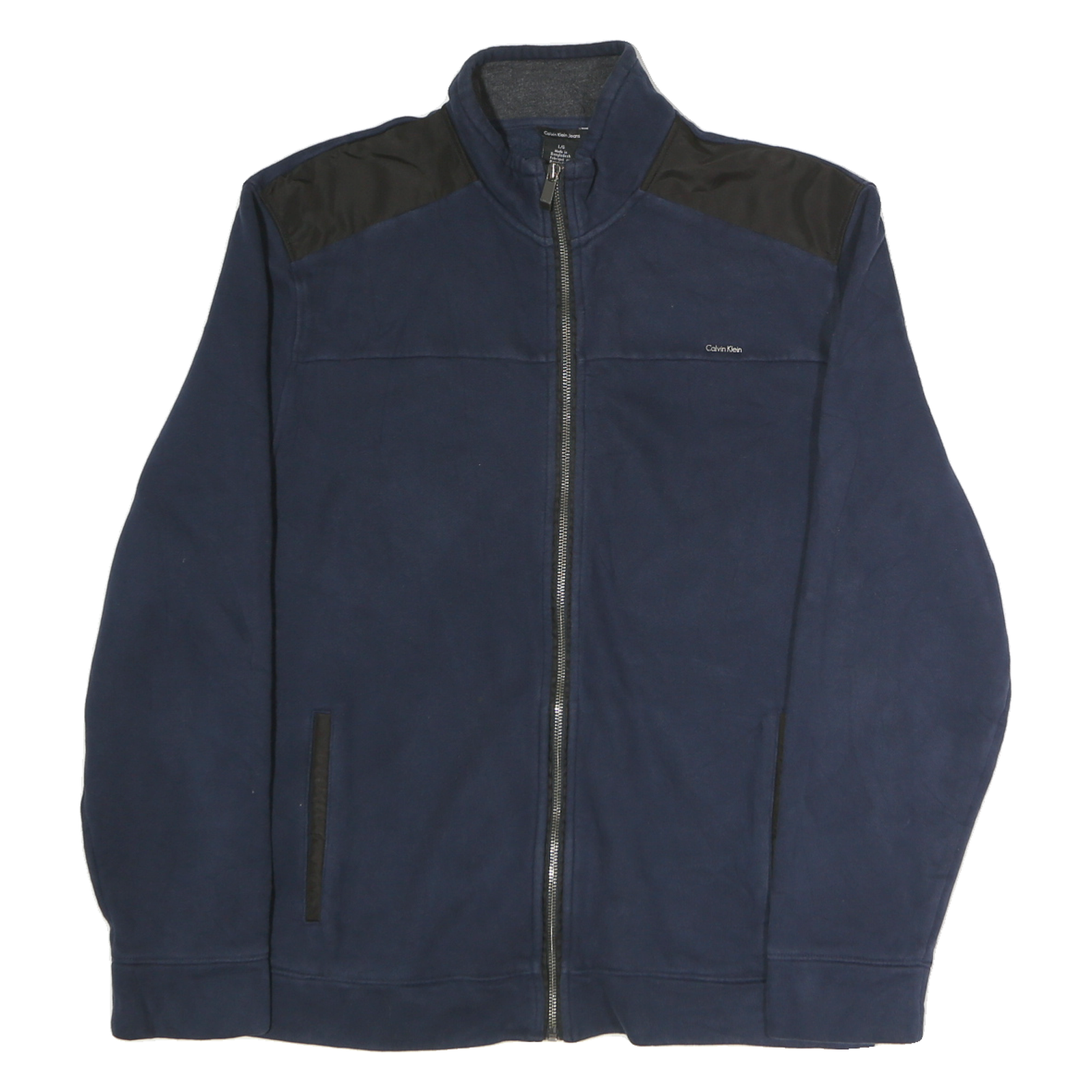 CALVIN KLEIN Mens Navy Blue Cotton Zip Jacket L Casual Comfort Everyday Wear Refurbished - N/A refurbished available on Cerqular