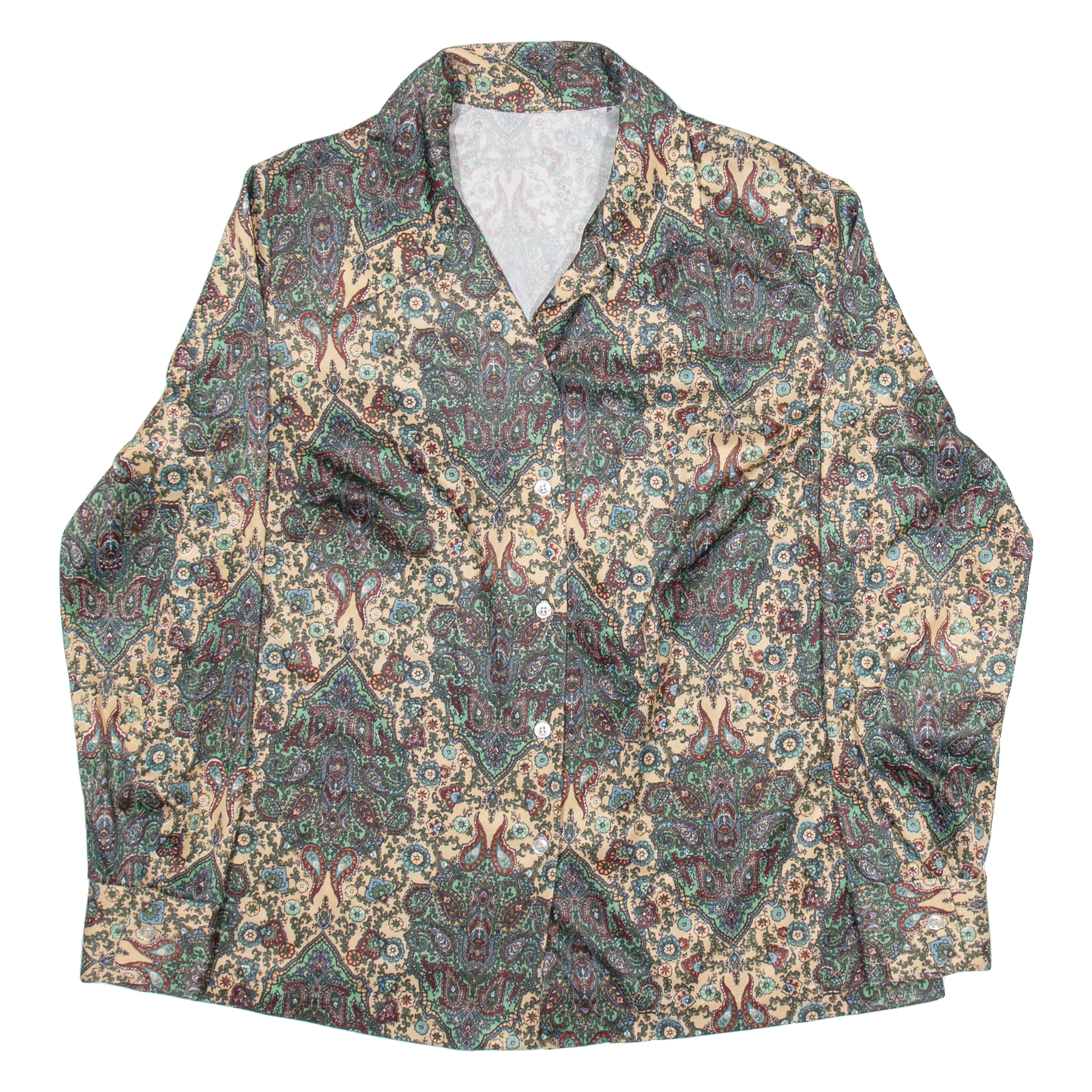 Womens Shirt Green Paisley Long Sleeve M Refurbished - N/A refurbished available on Cerqular