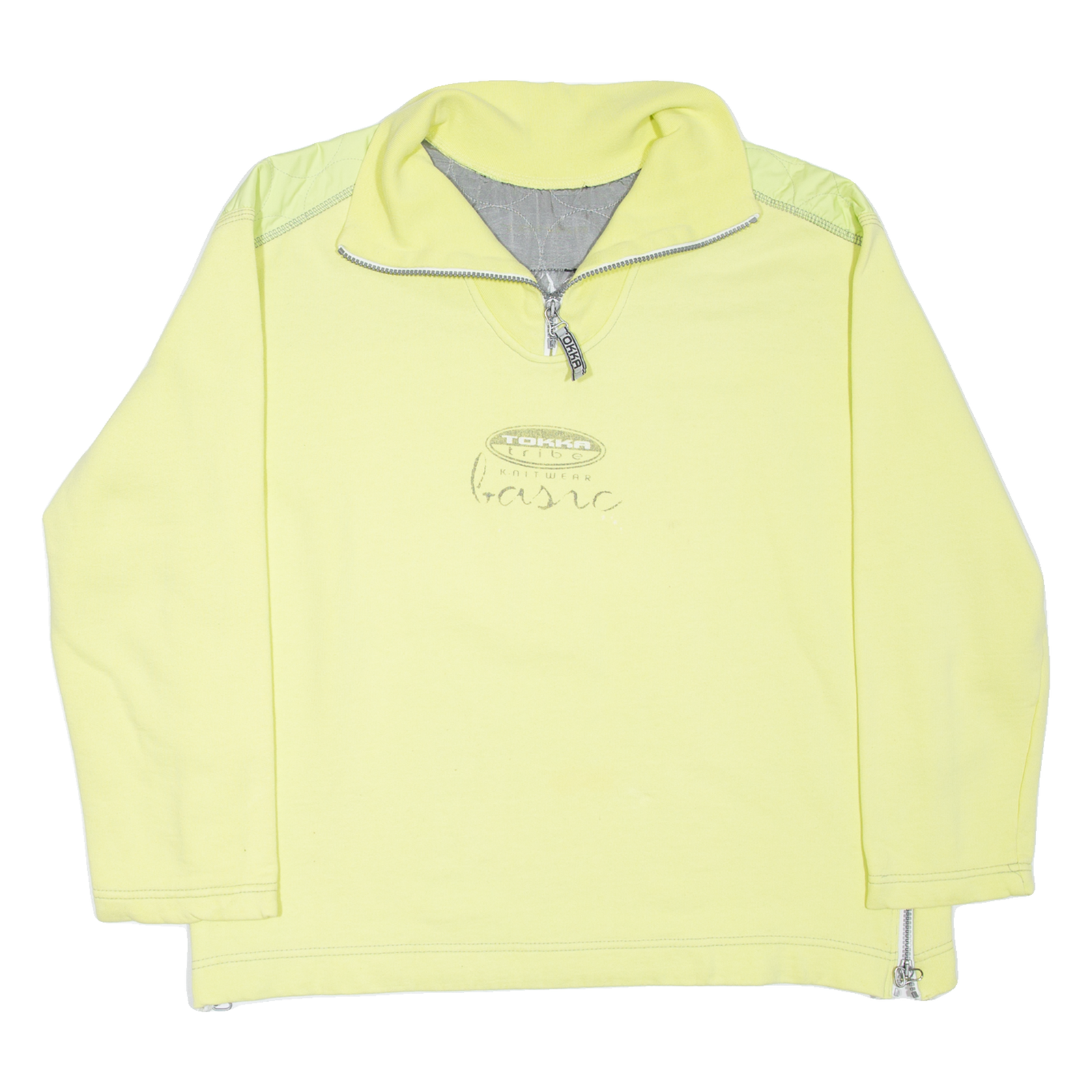 TOKKA TRIBE Mens Sweatshirt Yellow 1/4 Zip 90s L Refurbished - N/A refurbished available on Cerqular