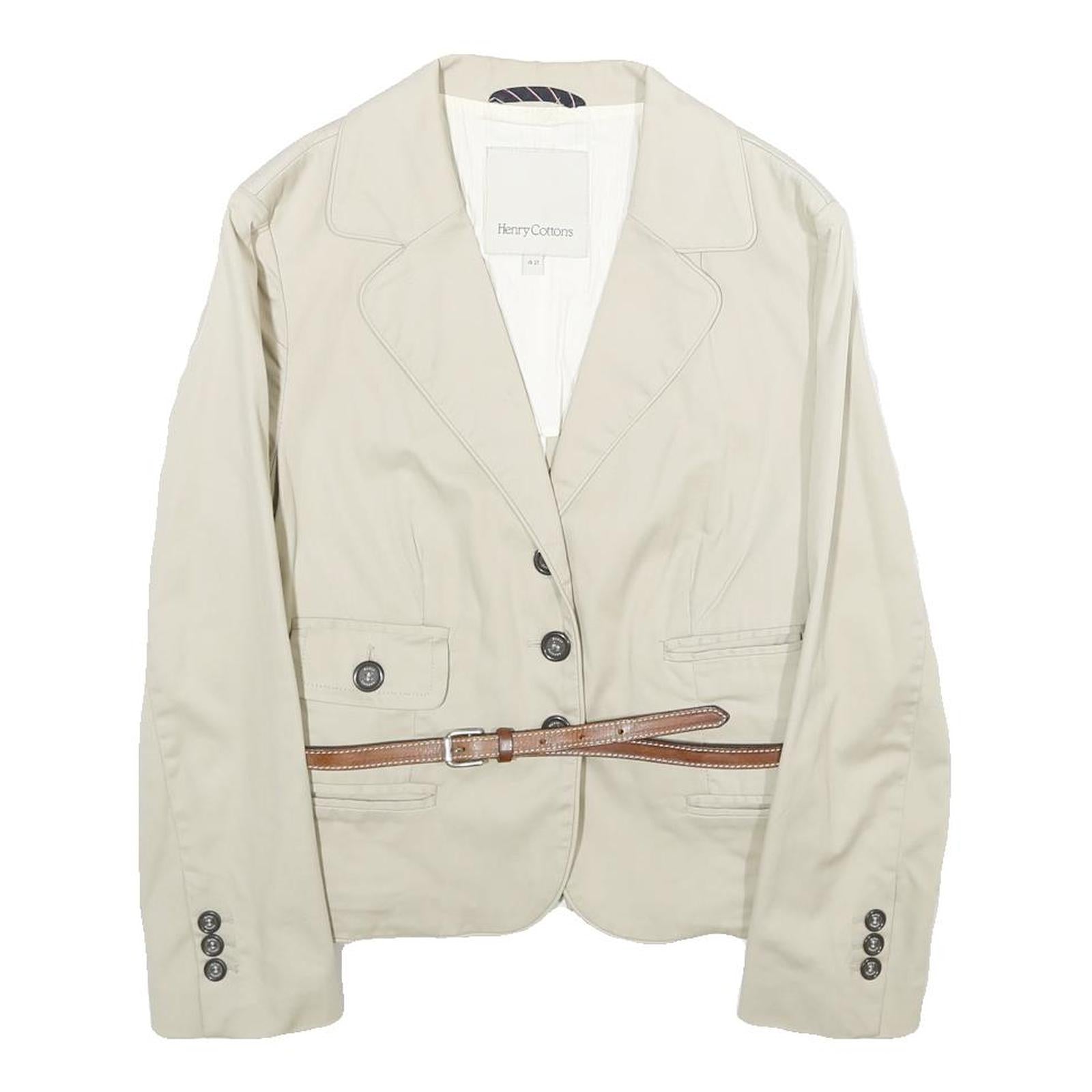 HENRY COTTONS Womens Beige Cotton Blend Classic Jacket S Button Closure Refurbished - N/A refurbished available on Cerqular