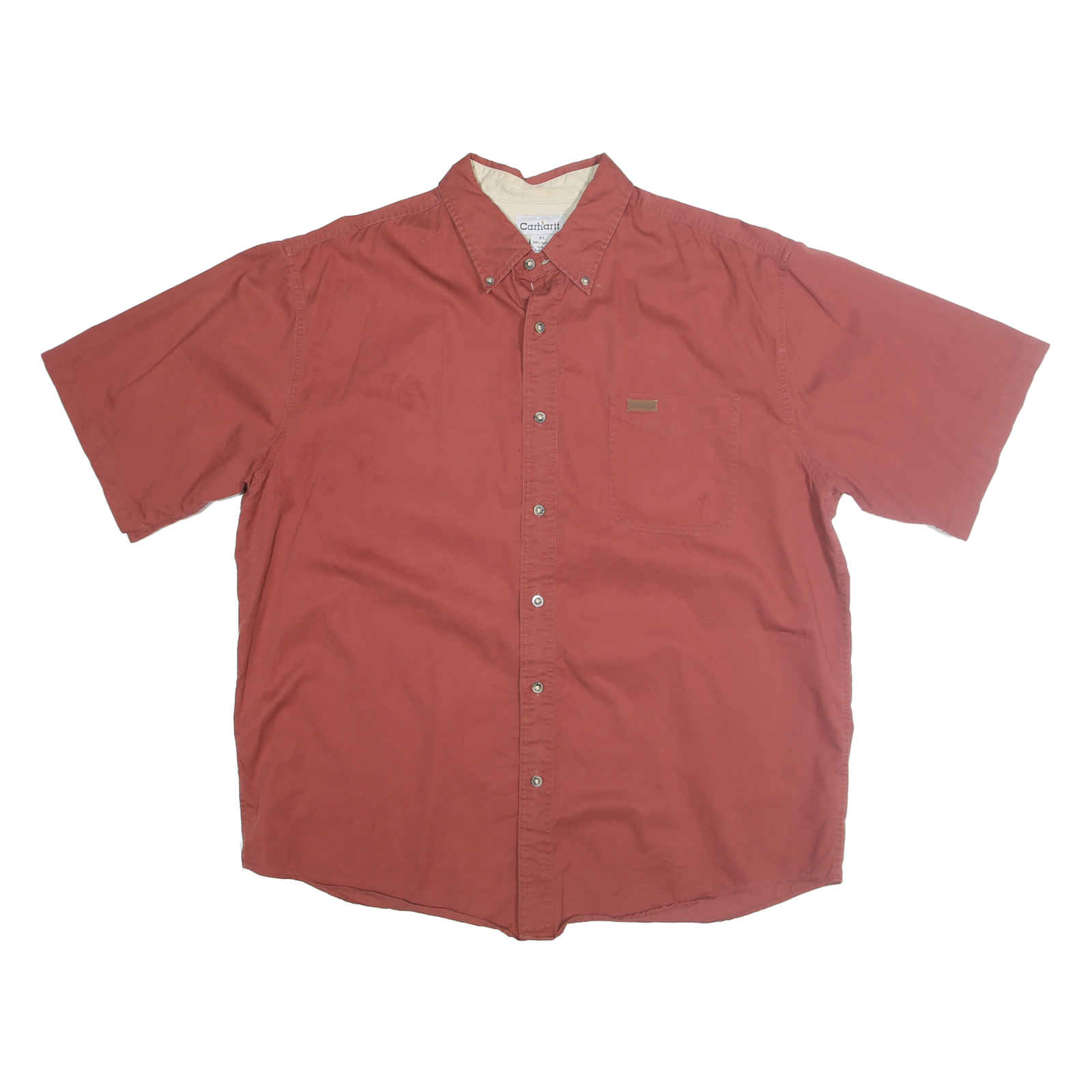 CARHARTT Mens Rust Red Cotton Blend Short Sleeve Shirt XL Casual Workwear Refurbished - N/A refurbished available on Cerqular
