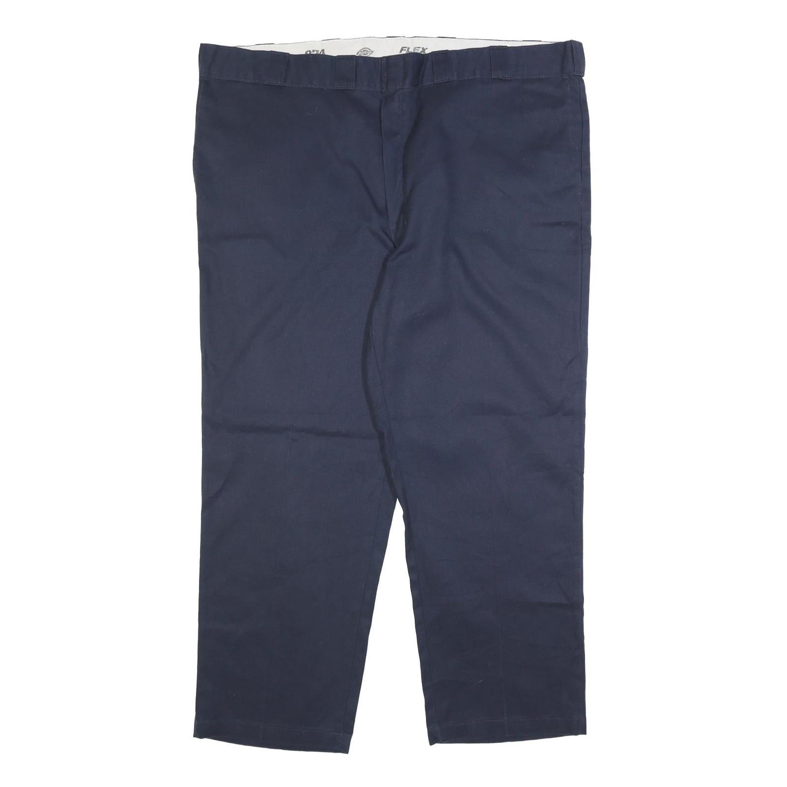 DICKIES Mens Cotton Blend Navy Regular Fit Straight Leg Trousers W46 L30 Refurbished - N/A refurbished available on Cerqular