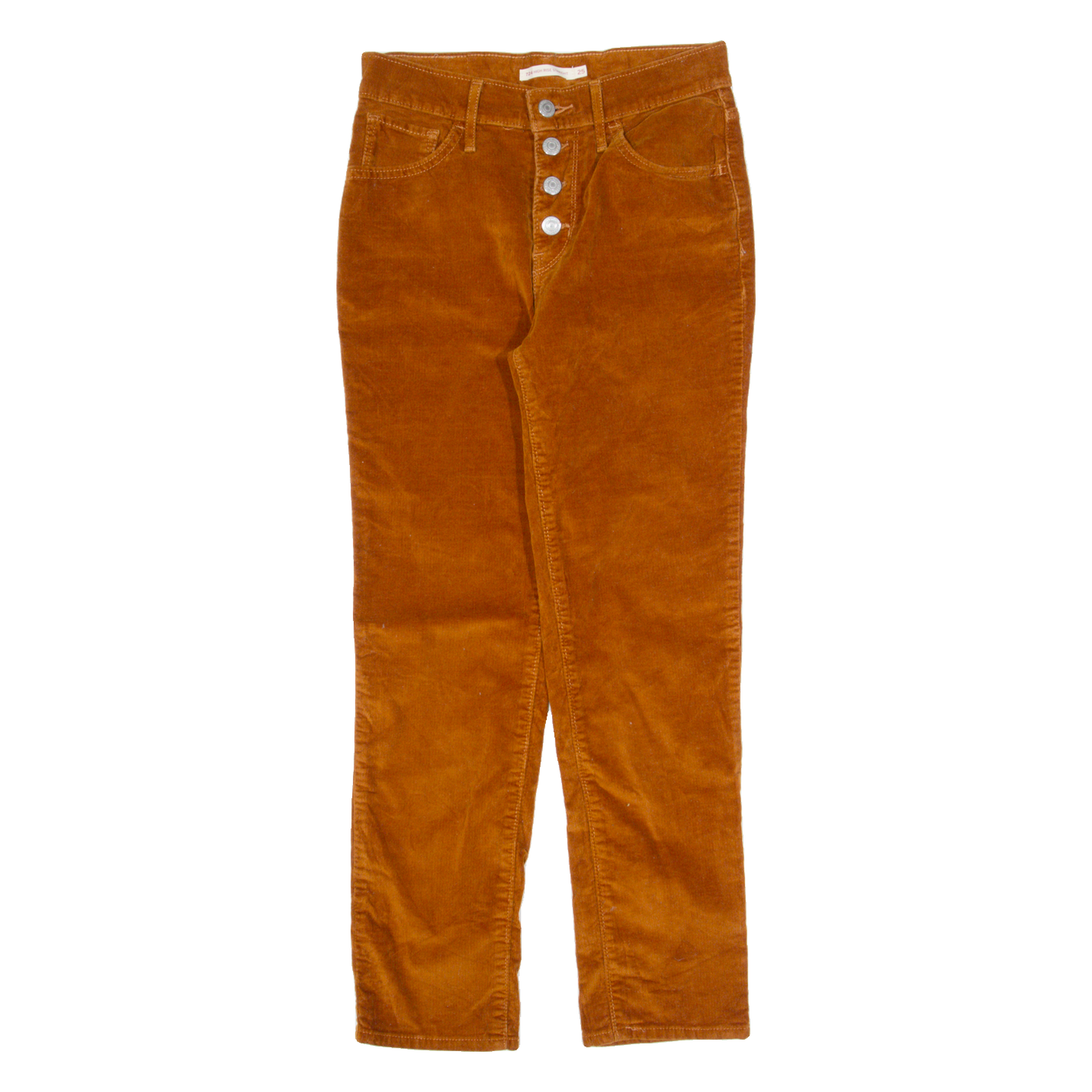 LEVI'S 724 High Rise Womens Corduroy Trousers Brown Slim Straight W25 L25 Refurbished - N/A refurbished available on Cerqular