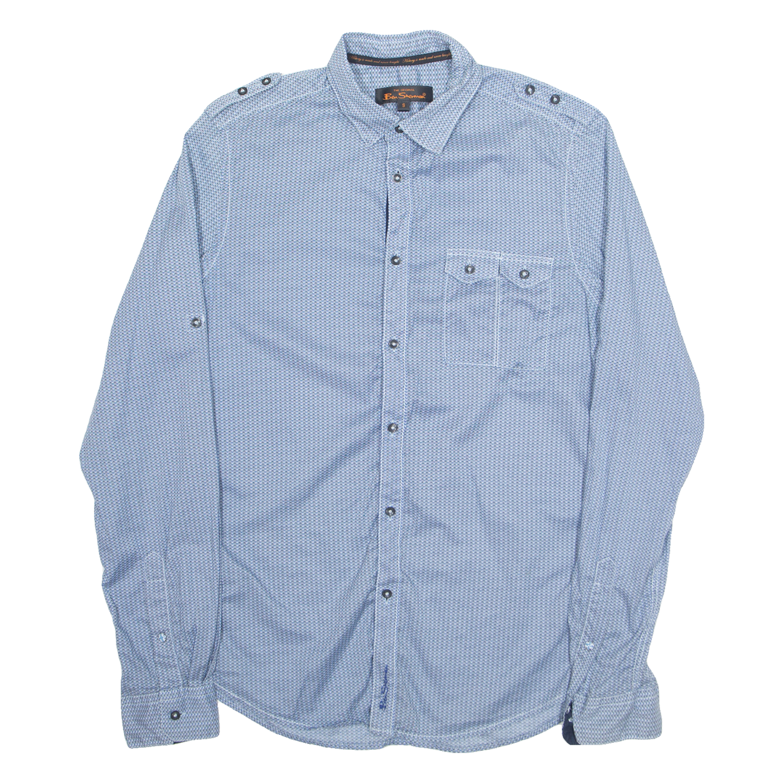 BEN SHERMAN Mens Shirt Blue Geometric Long Sleeve S Refurbished - N/A refurbished available on Cerqular