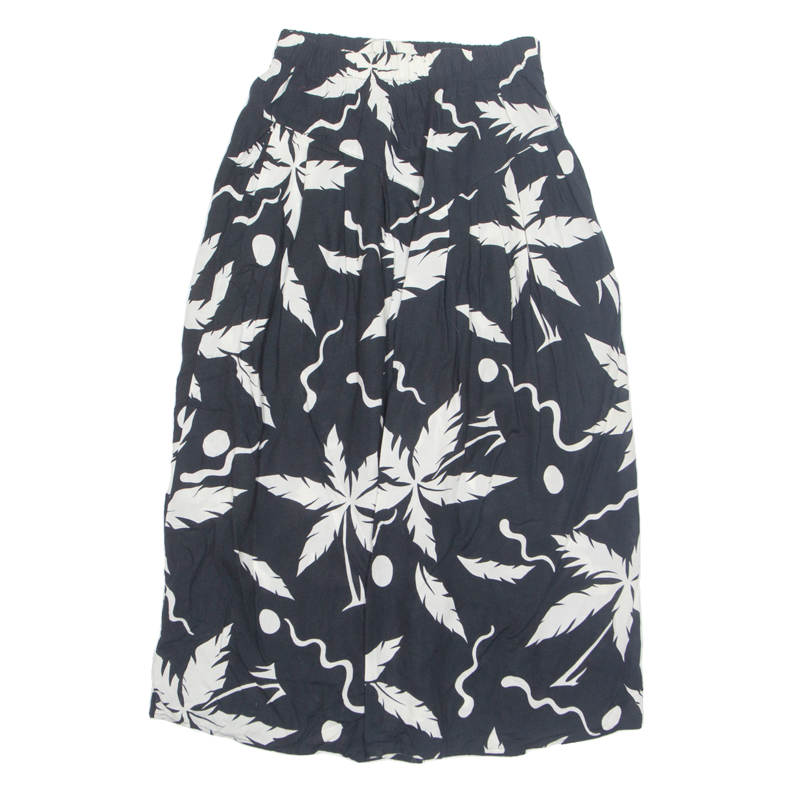 CALIFORNIA CRUSH Palm Tree Print Womens A-Line Skirt Black Midi Floral S Refurbished - N/A refurbished available on Cerqular