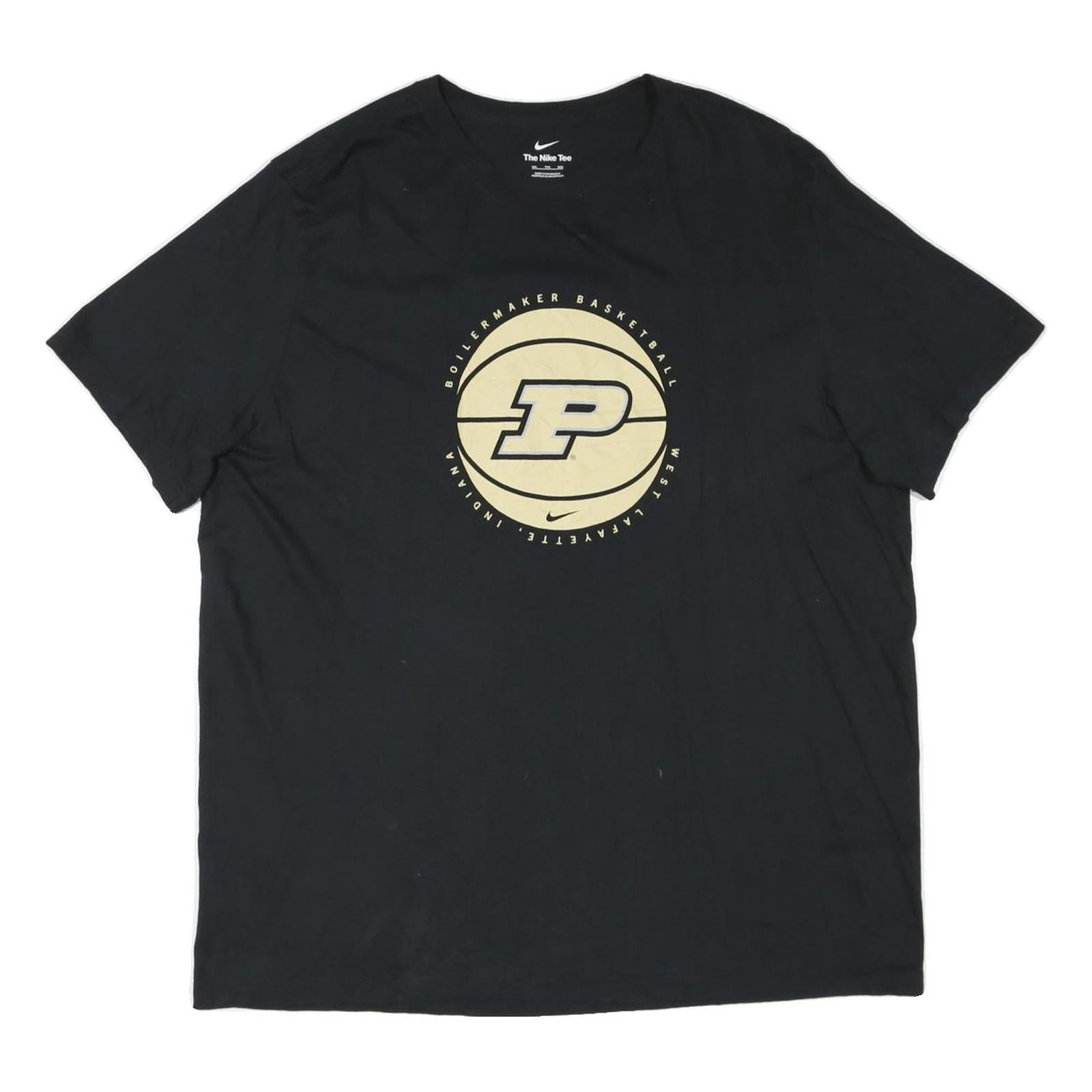 NIKE Mens Black Purdue Boilermaker Basketball Graphic T-Shirt 2XL Crew Neck Refurbished - N/A refurbished available on Cerqular