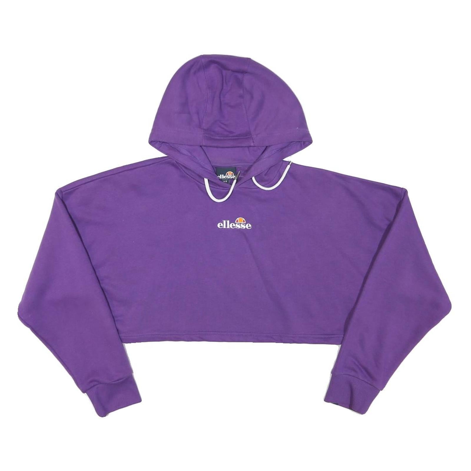 ELLESSE Womens Purple Cropped Hoodie UK 8 Cotton Blend Casual Drawstring Refurbished - N/A refurbished available on Cerqular