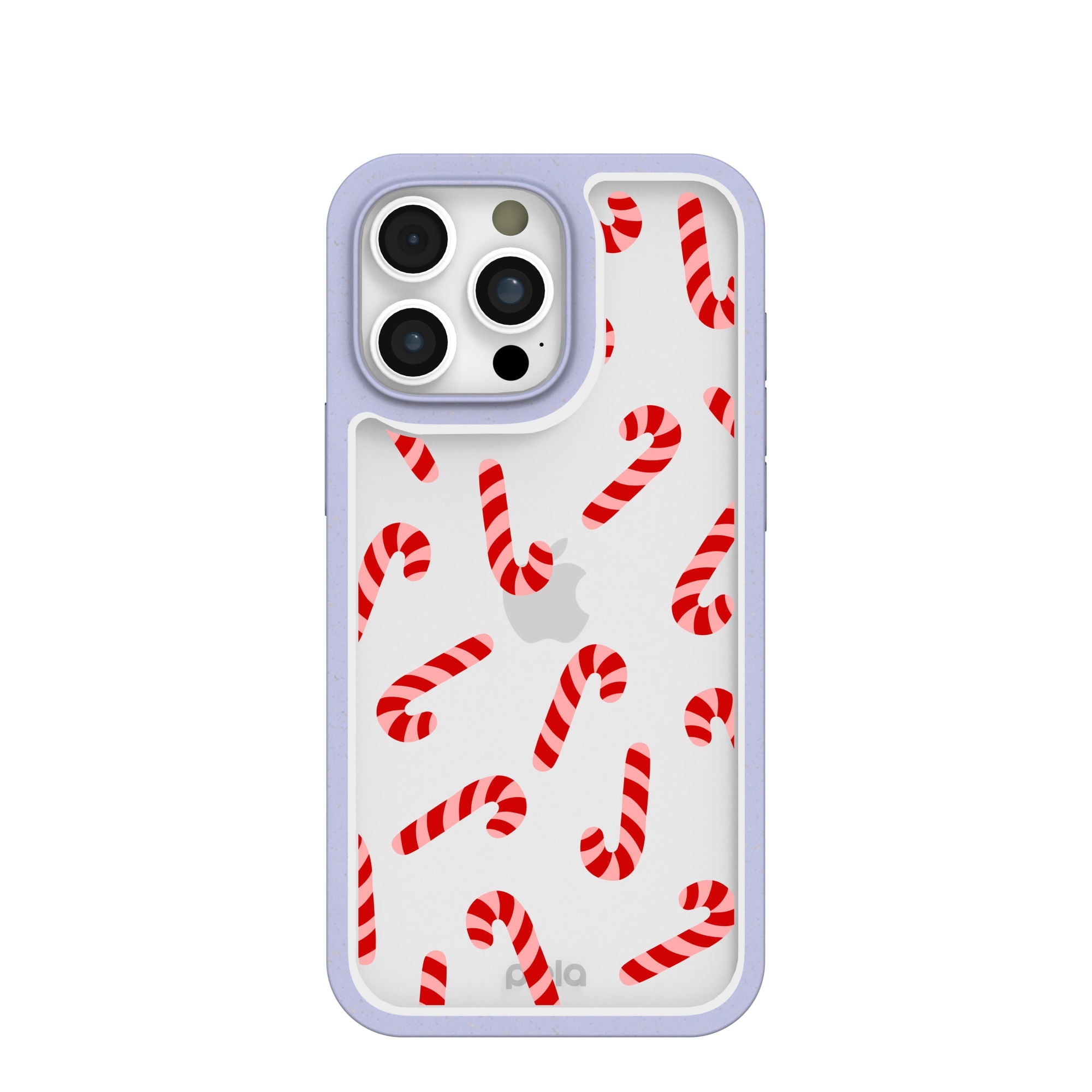 Clear Candy Cane Chaos iPhone 16 Pro Max Case With Lavender Ridge Refurbished - Pela Case refurbished available on Cerqular