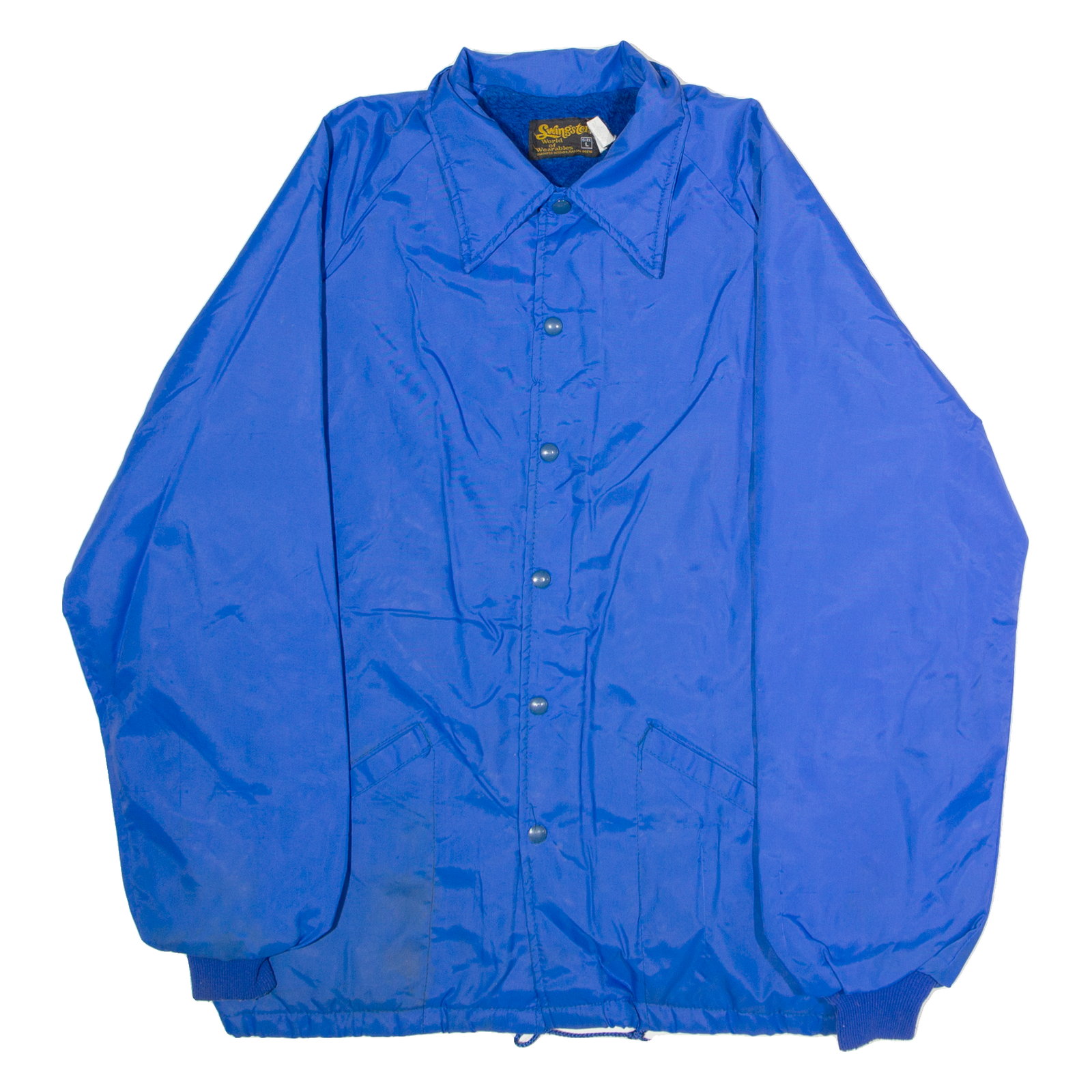 SWINGSTER Faux Fur Lined Mens Coach Jacket Blue Nylon 90s L Refurbished - N/A refurbished available on Cerqular