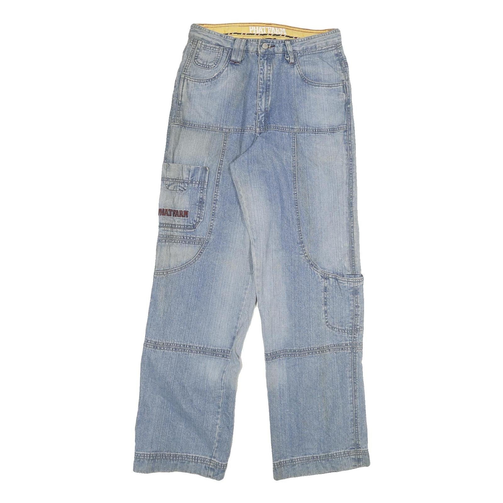 PHAT FARM Mens Jeans Blue Regular Straight Denim Light W30 L32 Casual Vintage Refurbished - N/A refurbished available on Cerqular