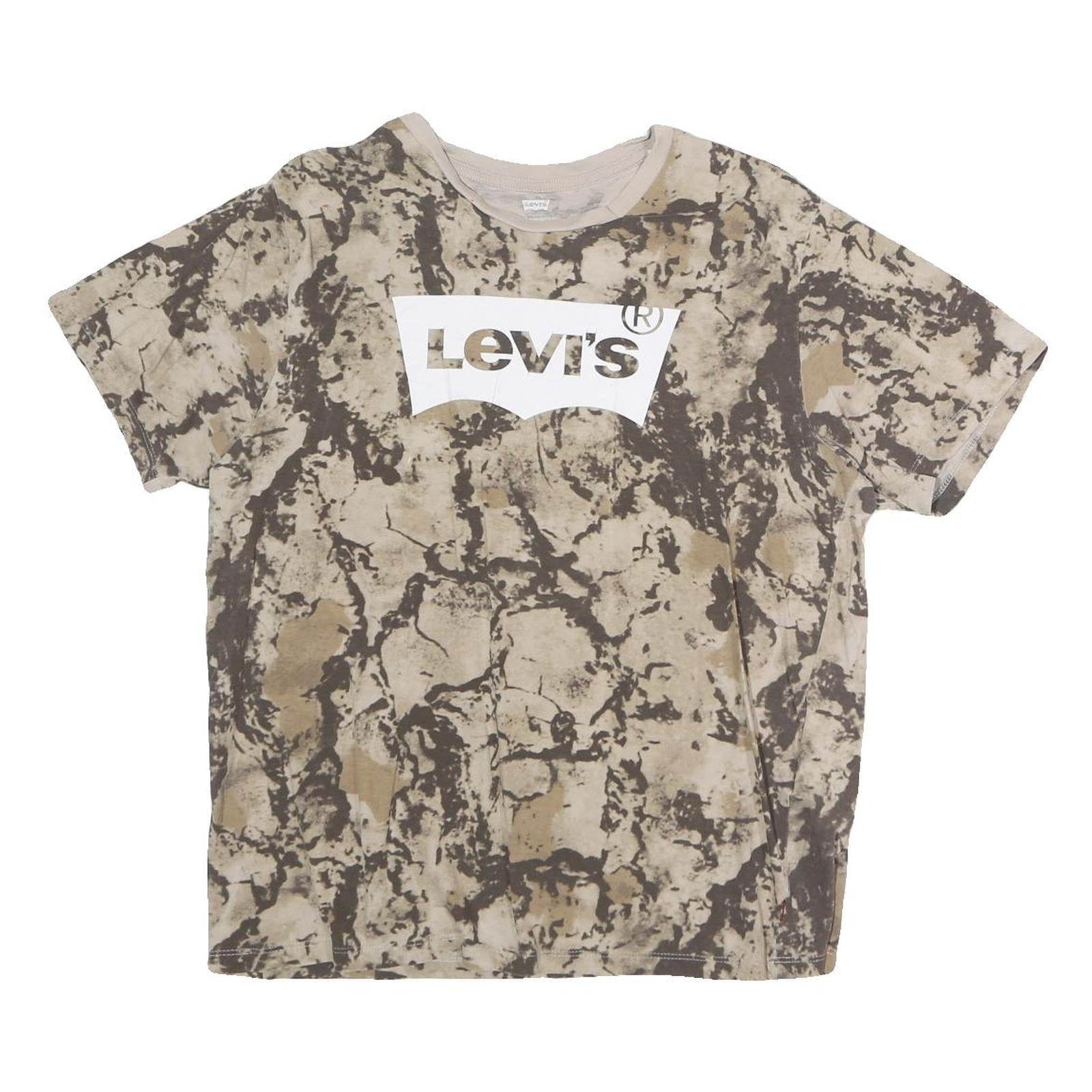 LEVI'S Mens Beige & Brown Graphic T-Shirt M Short Sleeve Crew Neck Cotton Refurbished - N/A refurbished available on Cerqular