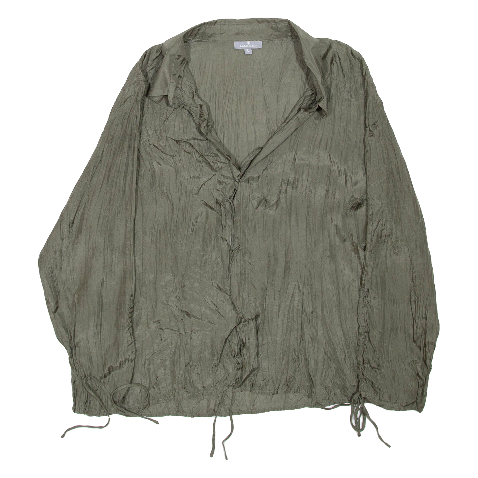 NAFNAF Sheer Womens Shirt Green V-Neck Long Sleeve L Refurbished - N/A refurbished available on Cerqular