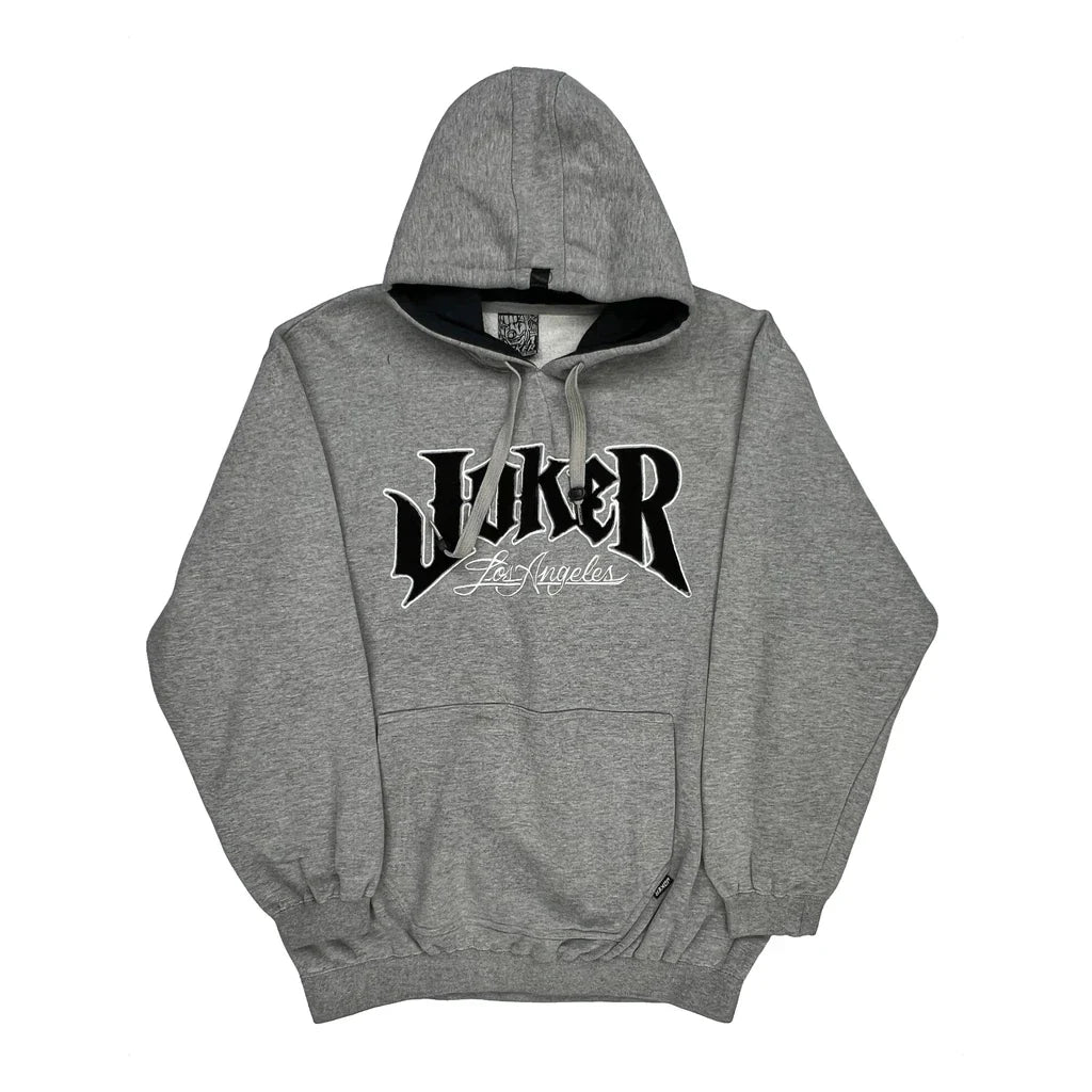 Los Angeles Joker Hip Hop Hoodie - Large Grey Cotton Refurbished - Thrifted (note: this is a term often used to describe second- refurbished available on Cerqular