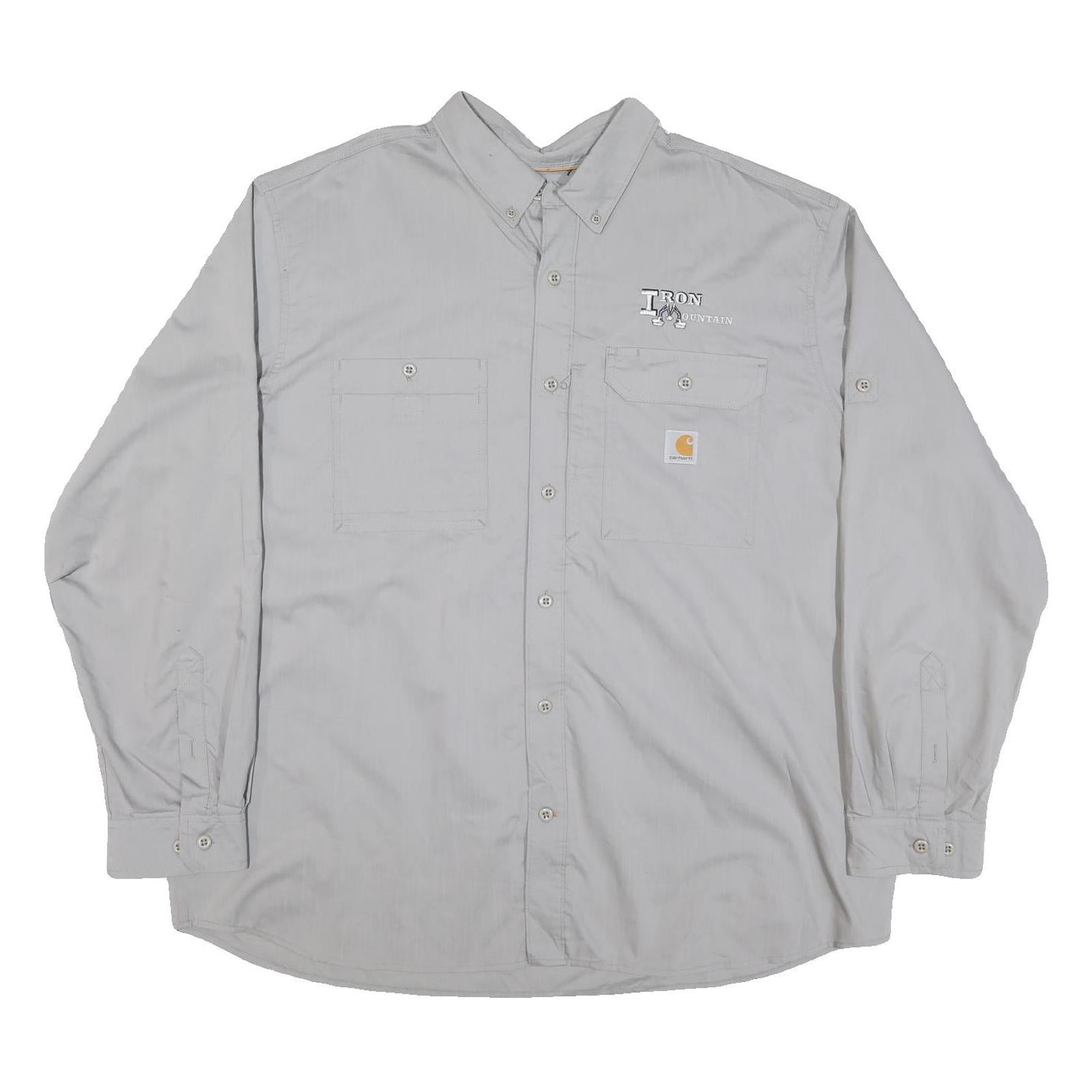 Buy CARHARTT Mens Grey Iron Mountain Cotton Blend Work Shirt 2XL Long Sleeve Button Refurbished - $58.49 CARHARTT Mens Grey Iron Mountain Cotton Blend Work Shirt 2XL Long Sleeve Button Refurbished - N/A refurbished available on Cerqular