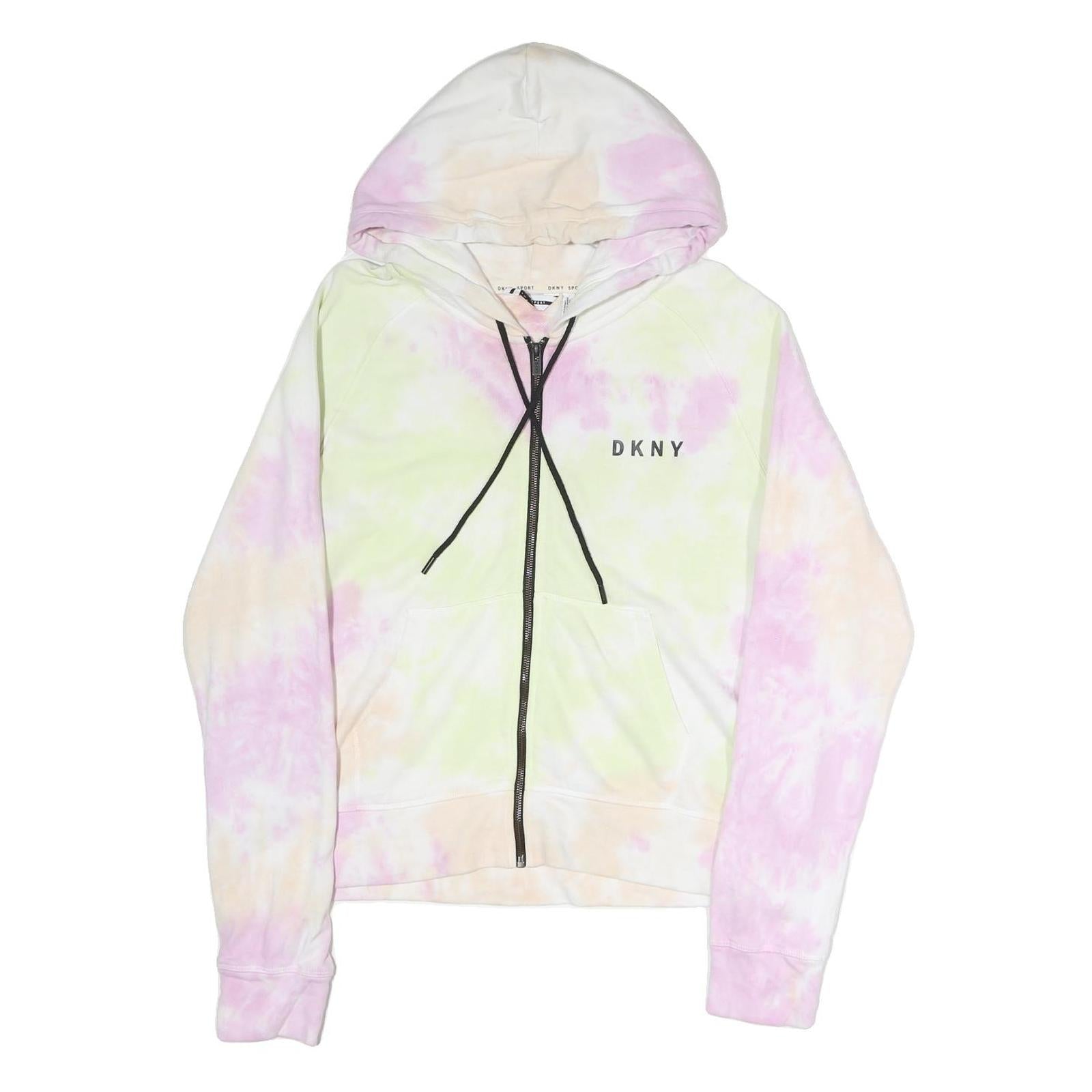 DKNY Womens Multicolour Tie Dye Zip Up Hoodie L Casual Cotton Sweatshirt Refurbished - N/A refurbished available on Cerqular