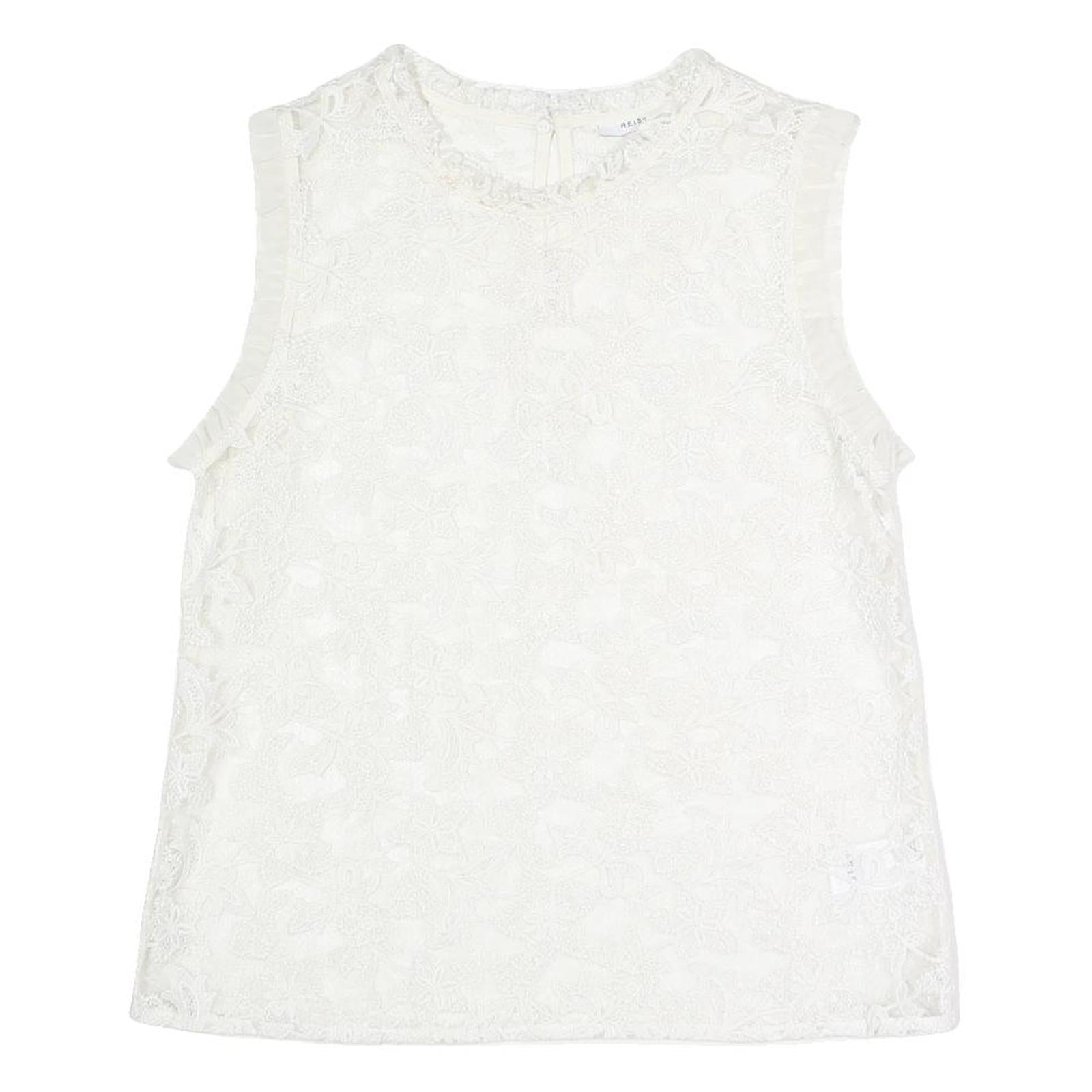 REISS Womens White Lace Sleeveless Round Neck Top UK 12 Elegant Summer Refurbished - N/A refurbished available on Cerqular