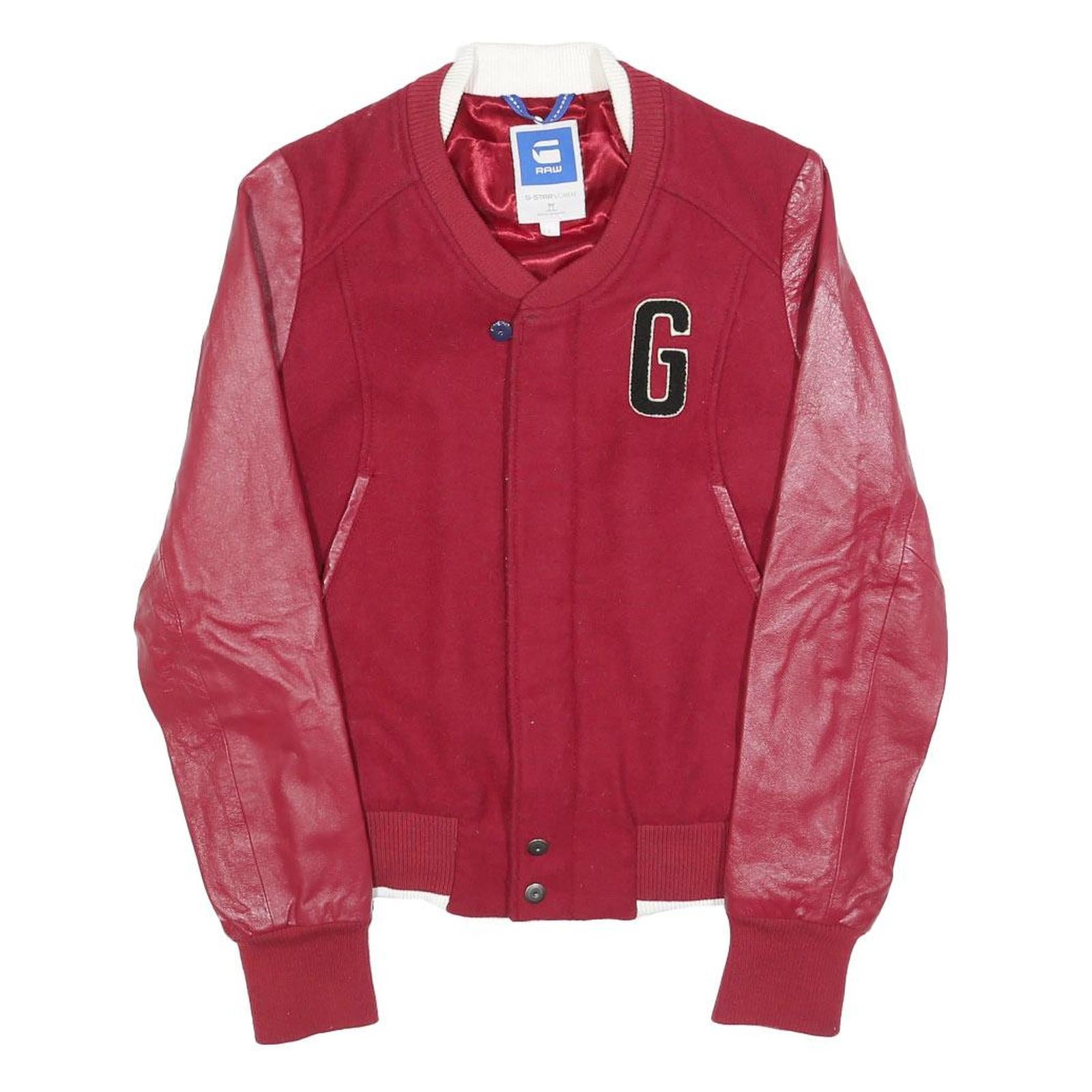 G-STAR Womens Red Varsity Jacket S Wool Blend Button Bomber Style Refurbished - N/A refurbished available on Cerqular