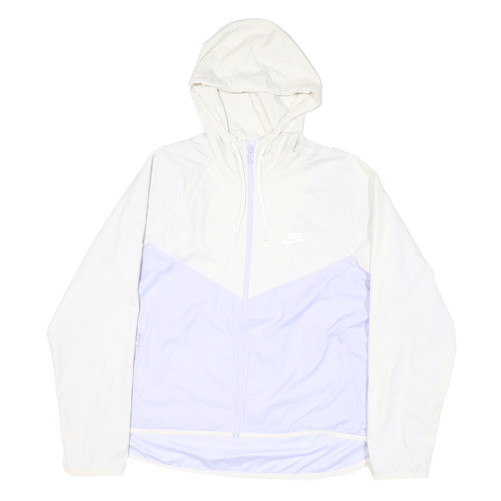 NIKE Womens White & Pale Lilac Lightweight Zip Up Jacket L Polyester Blend Plain Refurbished - N/A refurbished available on Cerqular