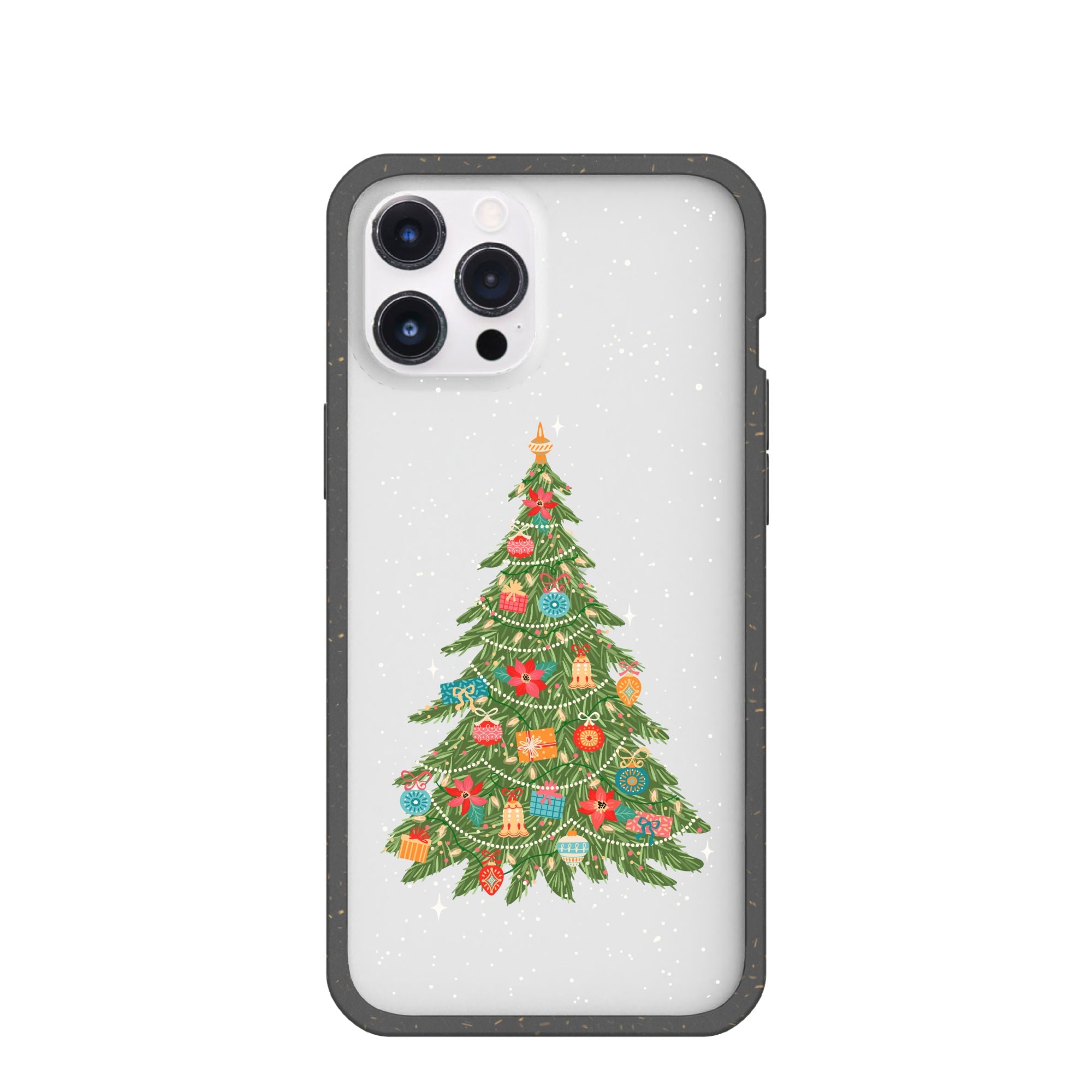 Clear Merry and Bright iPhone 12 Pro Max Case With Black Ridge Refurbished - Pela Case refurbished available on Cerqular