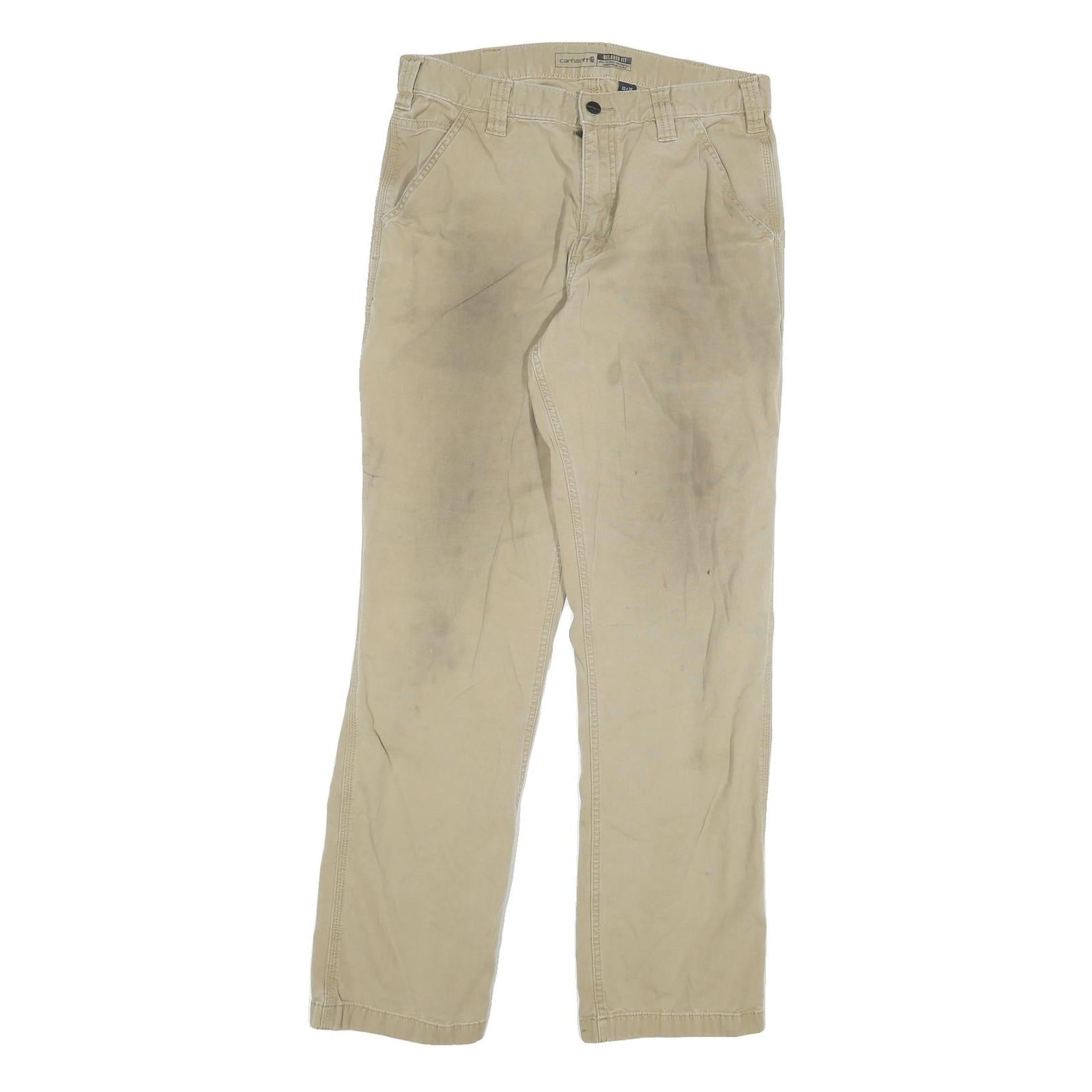 CARHARTT Mens Relaxed Beige Cotton Blend Zip Trousers W32 L31 Workwear Utility Refurbished - N/A refurbished available on Cerqular