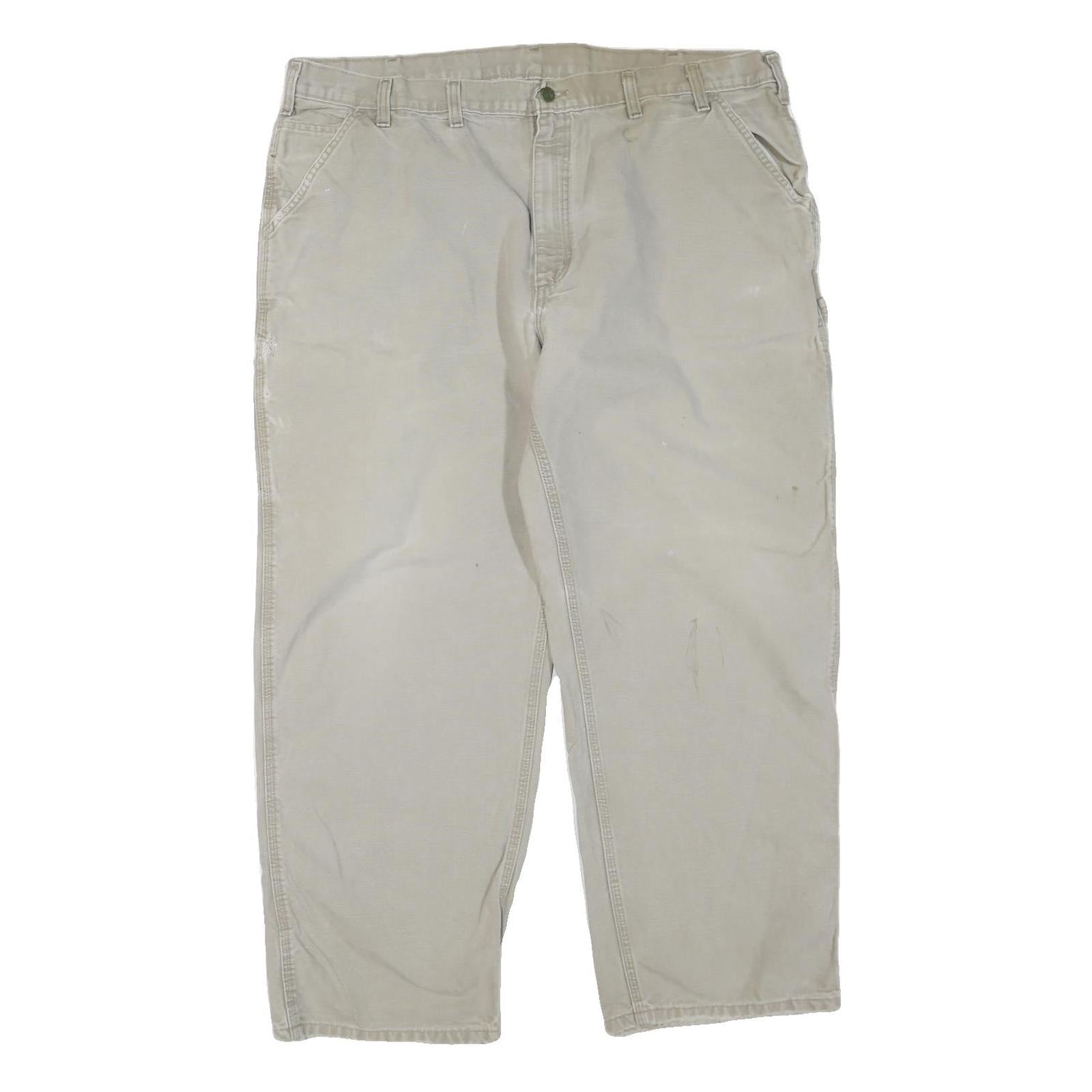 CARHARTT Mens Cotton Blend Beige Regular Fit Straight Leg Trousers W44 L27 Refurbished - N/A refurbished available on Cerqular