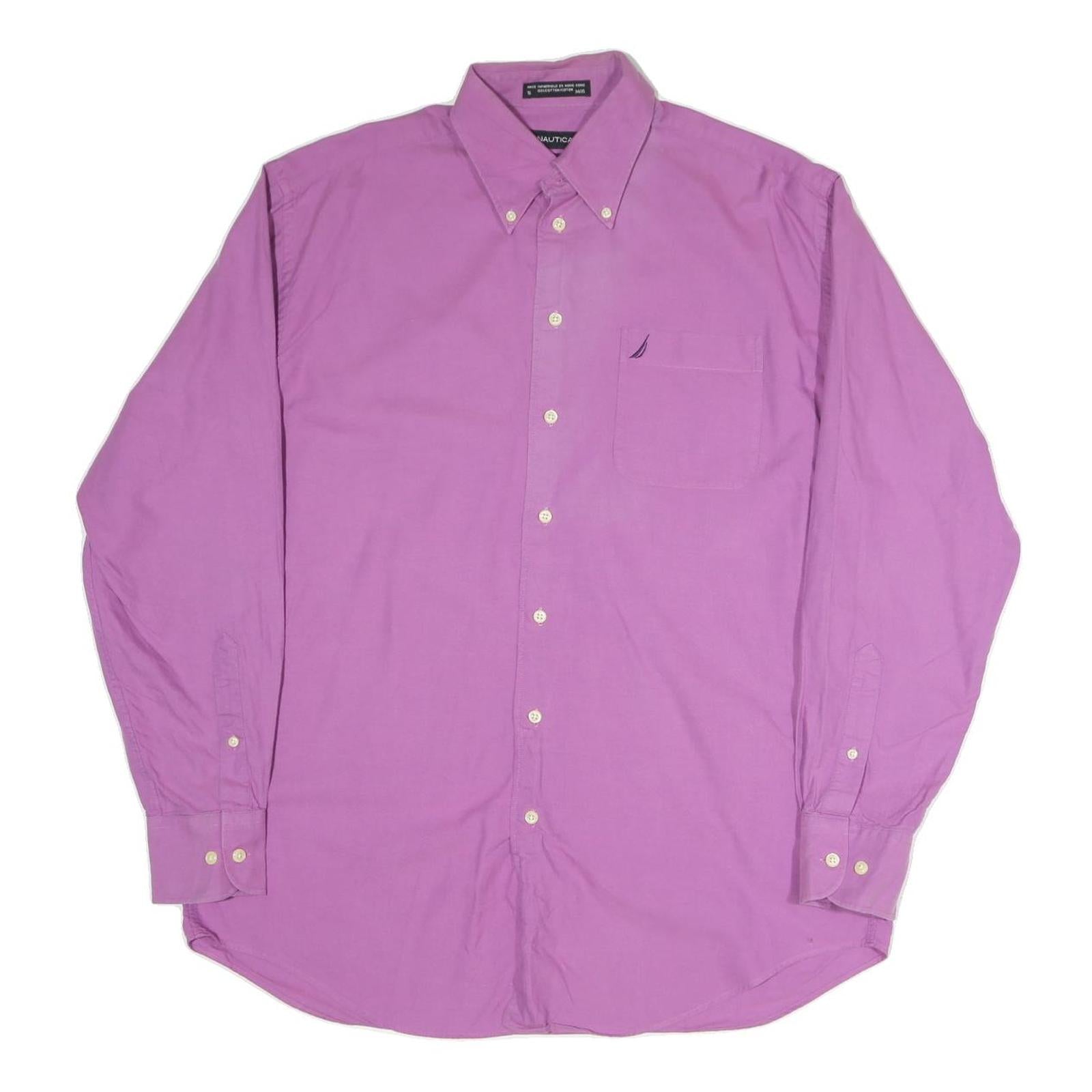 NAUTICA Mens Purple L Button Down Cotton Blend Shirt Classic Fit Casual Wear Refurbished - N/A refurbished available on Cerqular