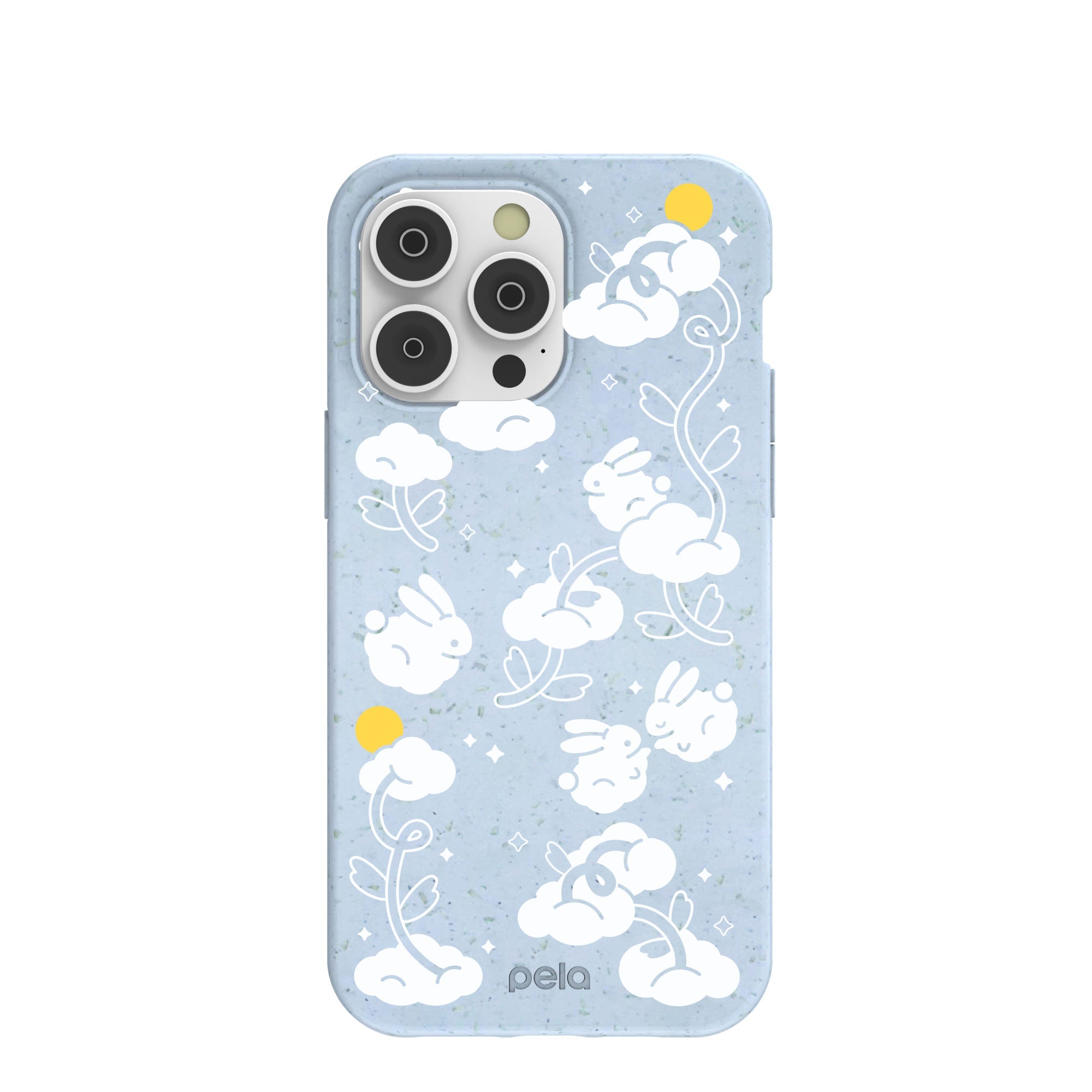 Powder Blue Fluffy Flower iPhone 14 Pro Max Case Refurbished - Pela Case refurbished available on Cerqular