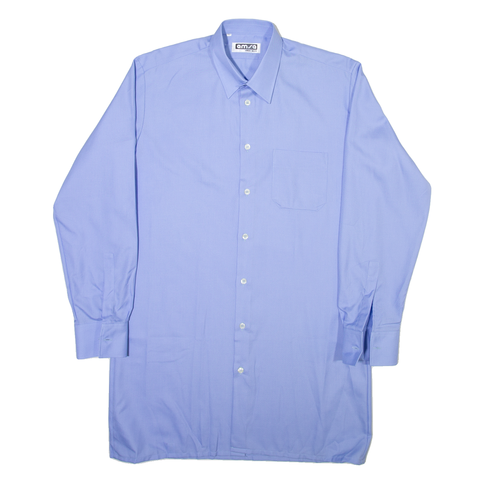 AMSA Mens Plain Shirt Blue Long Sleeve L Refurbished - N/A refurbished available on Cerqular