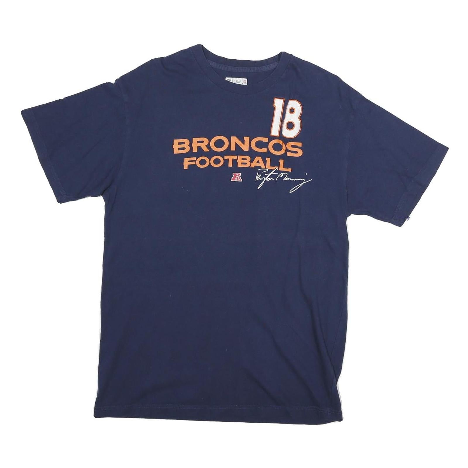 NFL Mens Blue Broncos Football Peyton Manning Graphic T-Shirt L Short Sleeve Refurbished - N/A refurbished available on Cerqular