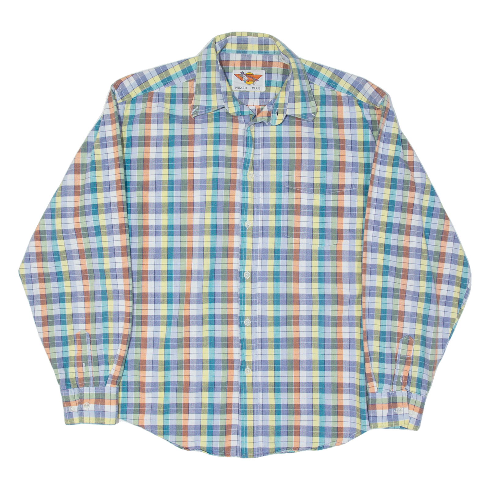 MUZZO CLUB Mens Shirt Blue 90s Check Long Sleeve M Refurbished - N/A refurbished available on Cerqular