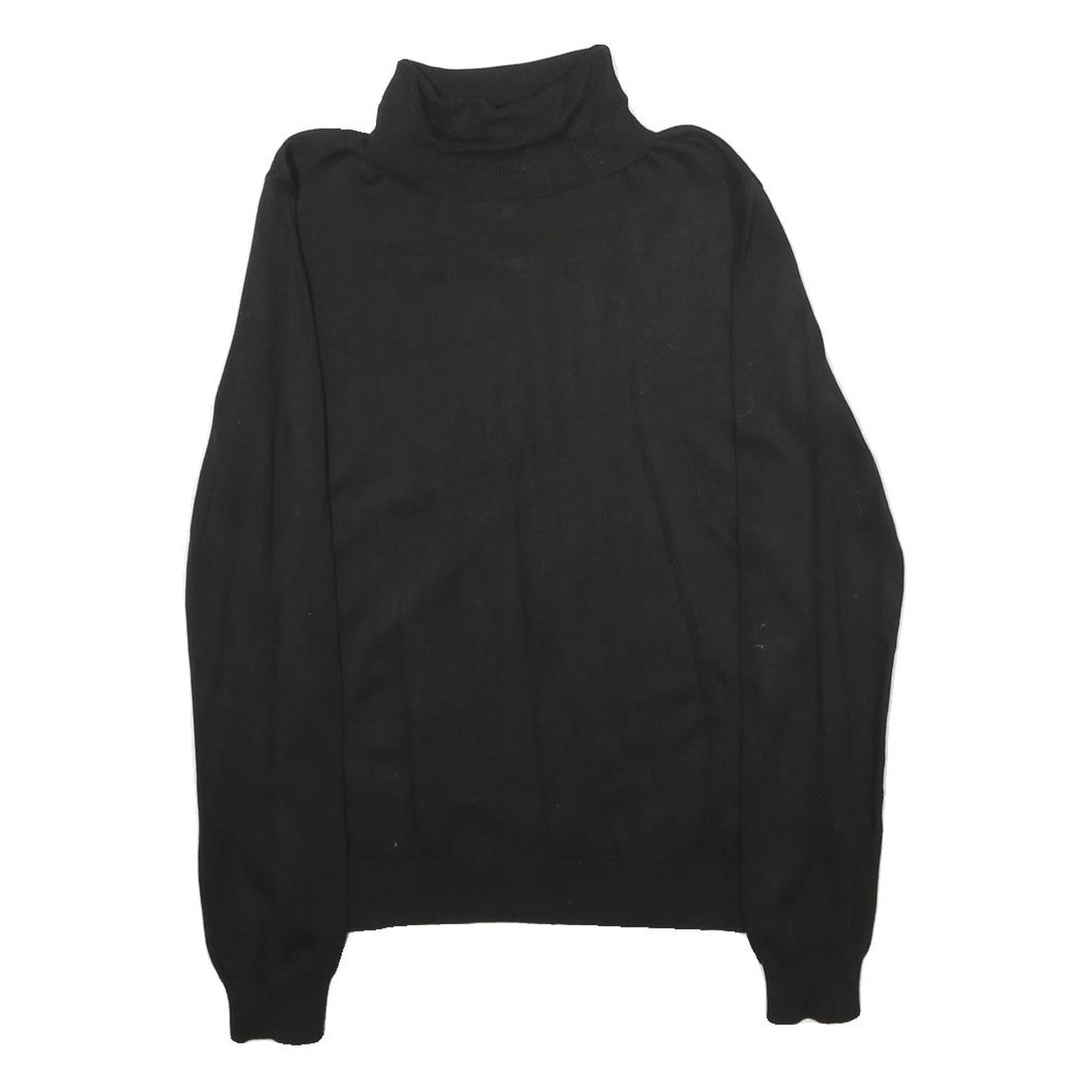 H&M Womens Black Plain Turtleneck Regular Knit Jumper Size S Lightweight Refurbished - N/A refurbished available on Cerqular