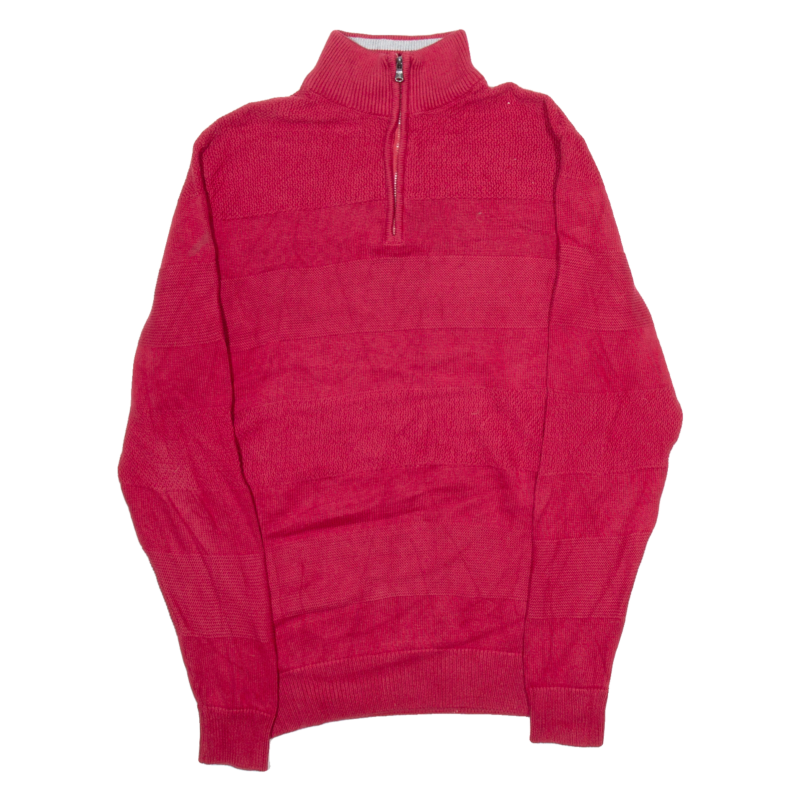 CHAPS Mens Patterned Jumper Red 1/4 Zip Tight Knit S Refurbished - N/A refurbished available on Cerqular