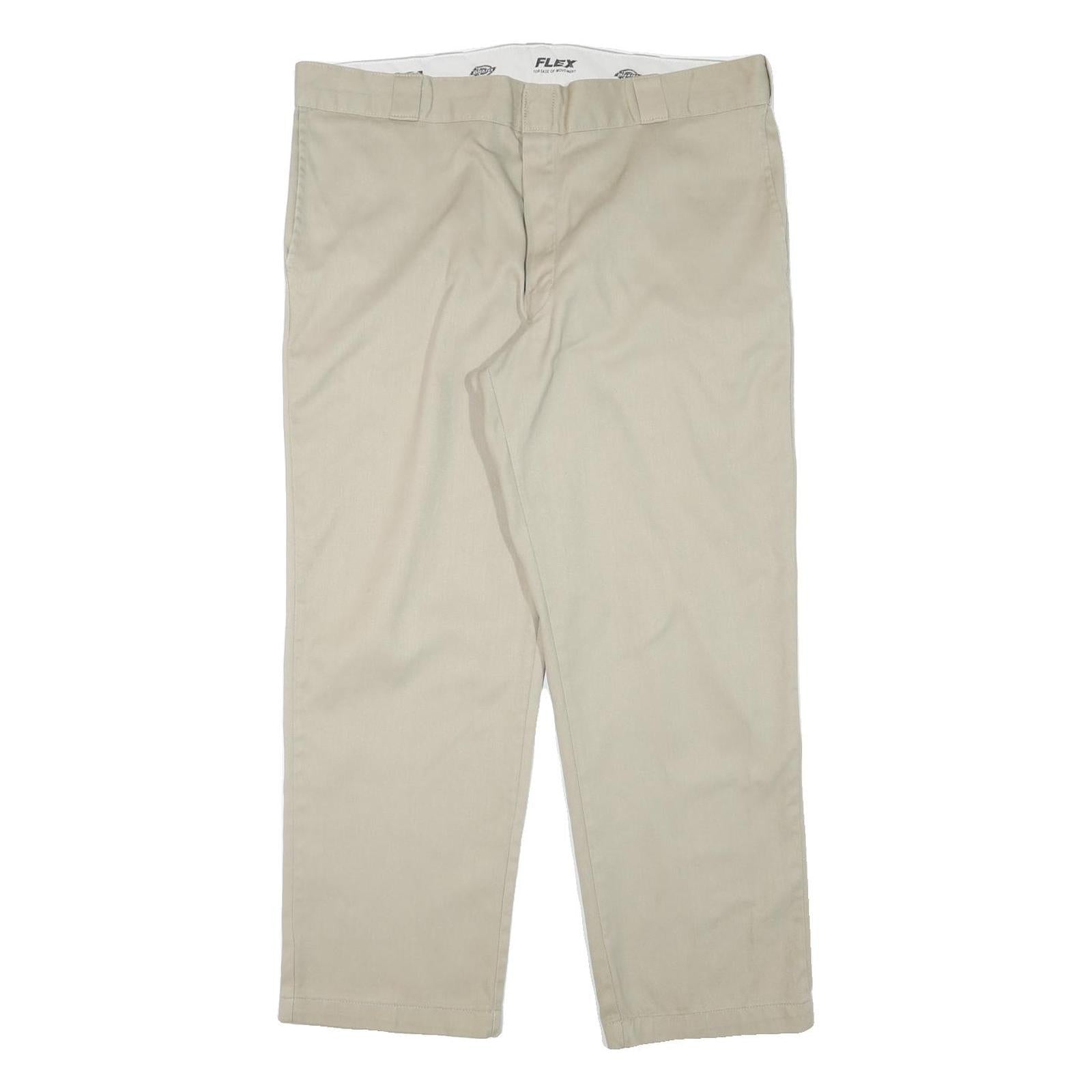 DICKIES Mens Regular Fit Beige Cotton Blend Trousers W40 L28 Zip Closure Refurbished - N/A refurbished available on Cerqular